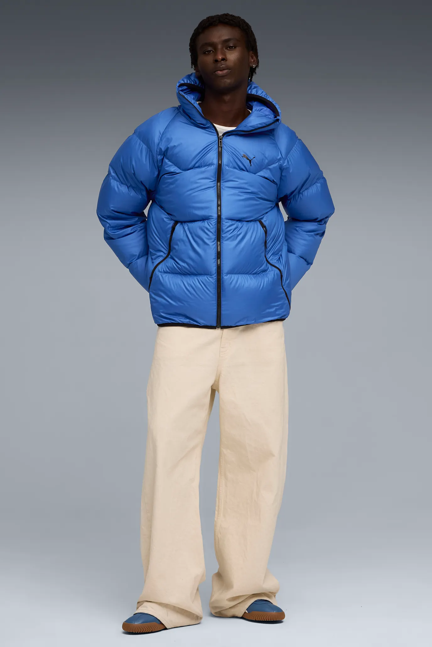 Мужской синий пуховик Hooded Down Puffer Jacket Men 2