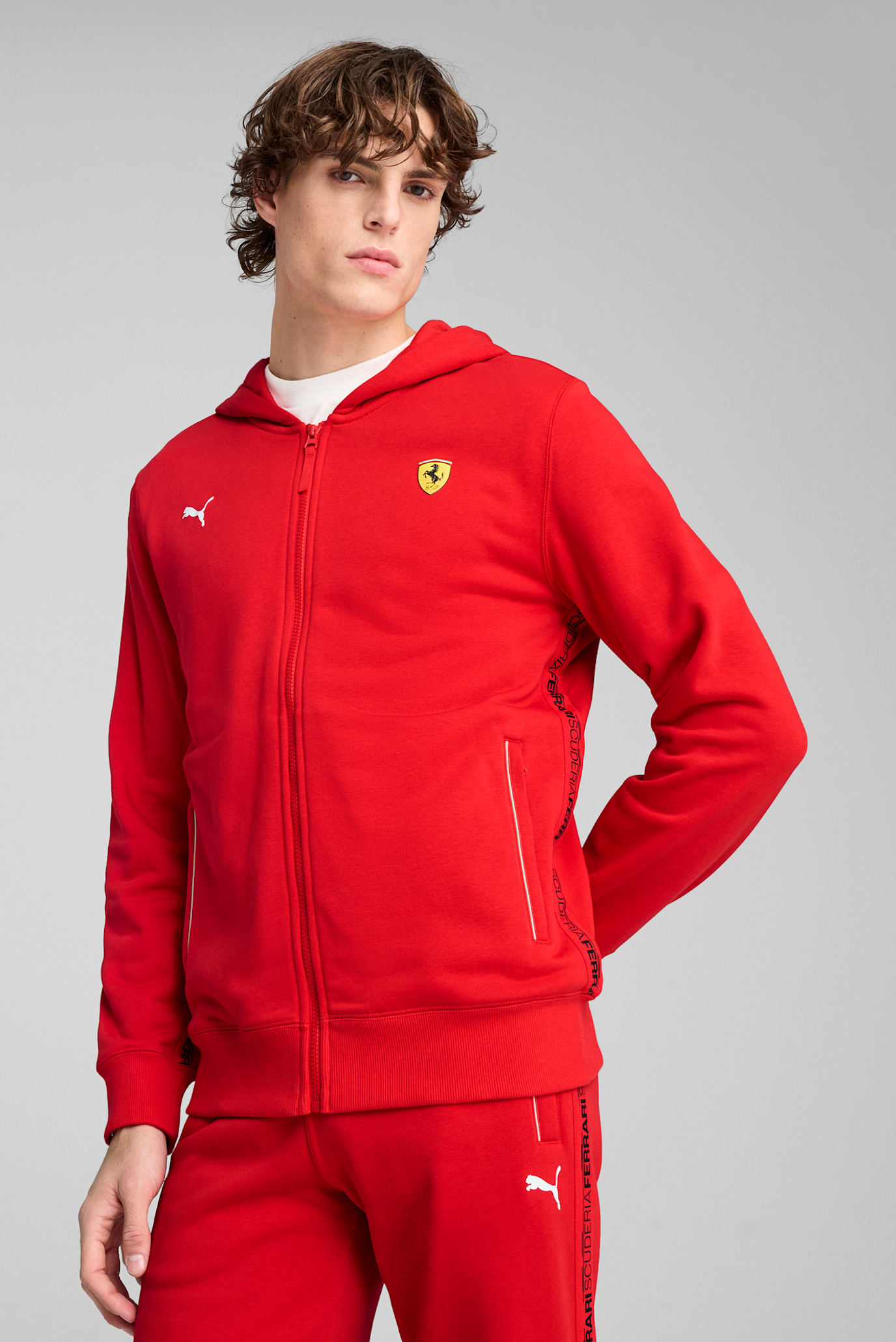 Мужское красное худи Scuderia Ferrari Race Sweatjacket Men 1