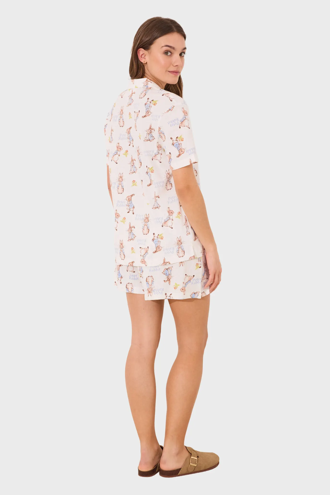 Жіноча біла піжама з візерунком (сорочка, шорти) Peter Rabbit 3