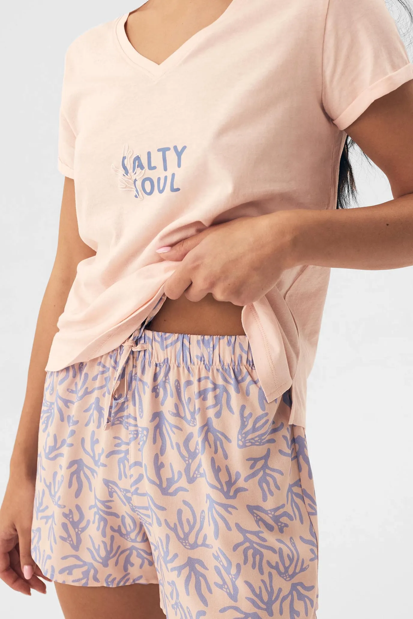 Женская розовая пижама (футболка, шорты) Nadar 4