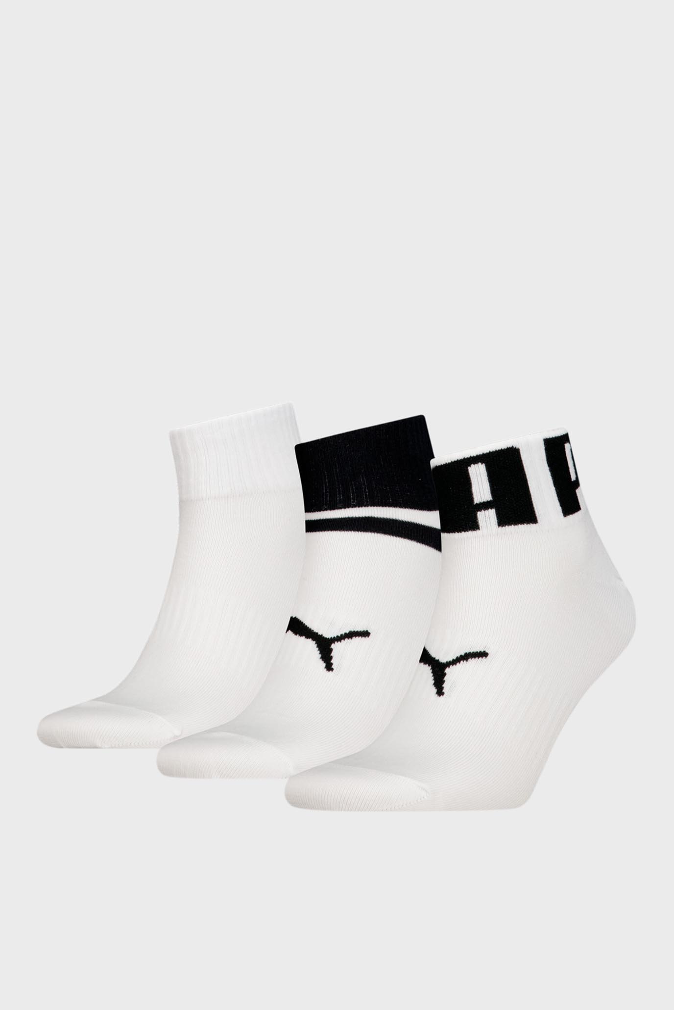 Білі шкарпетки PUMA (3 пари) Unisex Quarter Socks 3 Pack 1