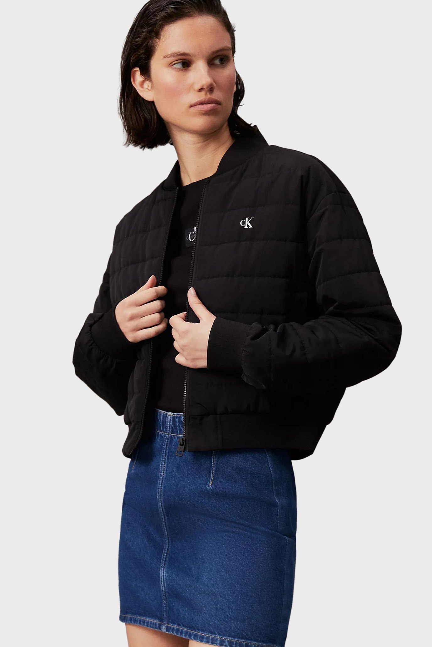 Женский черный бомбер QUILTED BOMBER 1