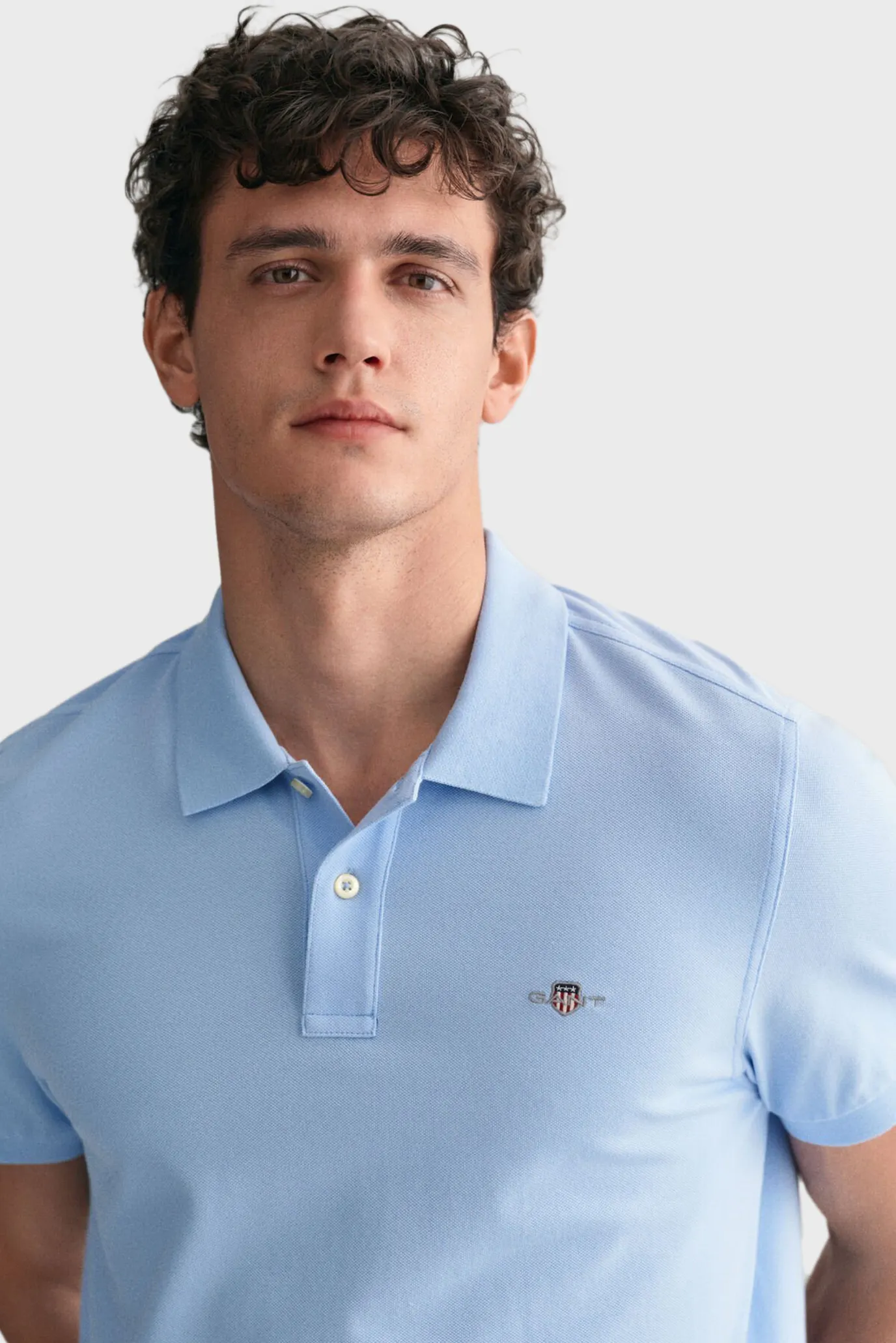 Чоловіче блакитне поло REG SHIELD SS PIQUE POLO 4