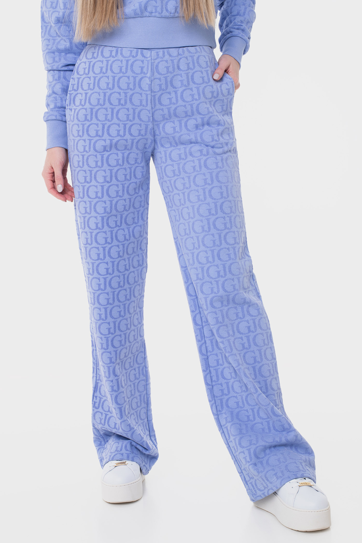 Женские синие спортивные брюки с узором 1