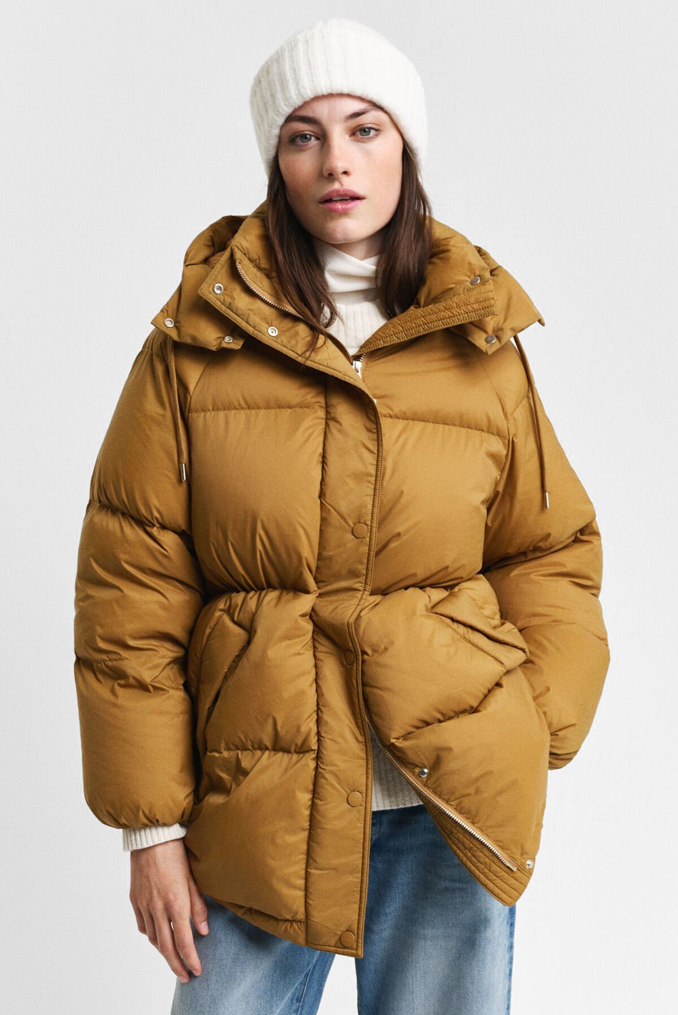 Женский горчичный пуховик MID LENGTH DOWN JACKET 1