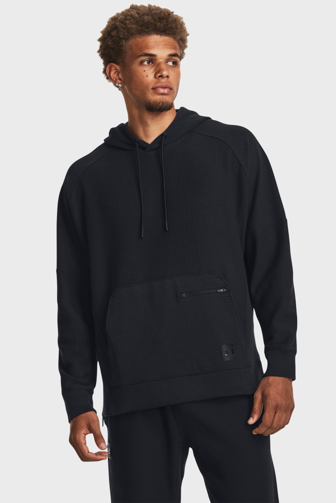 Мужское черное худи UA Ottoman Fleece Hoodie 1