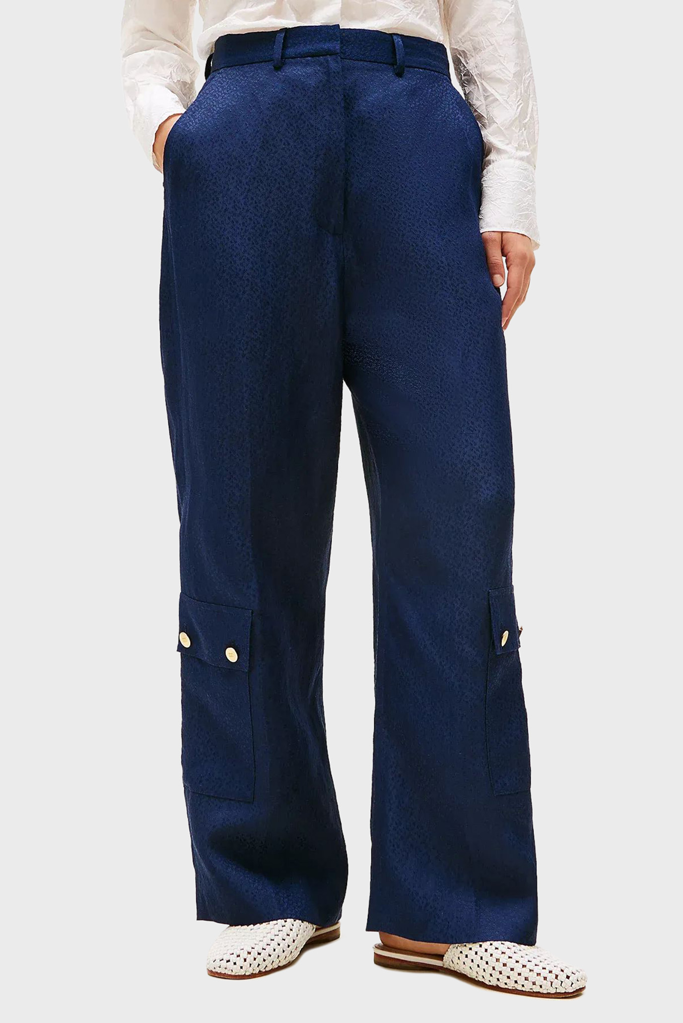 Женские темно-синие брюки The Runway Collection Синий M Tommy Hilfiger WW0WW47586 Женские темно-синие брюки The Runway Collection Синий M Tommy Hilfiger WW0WW47586
