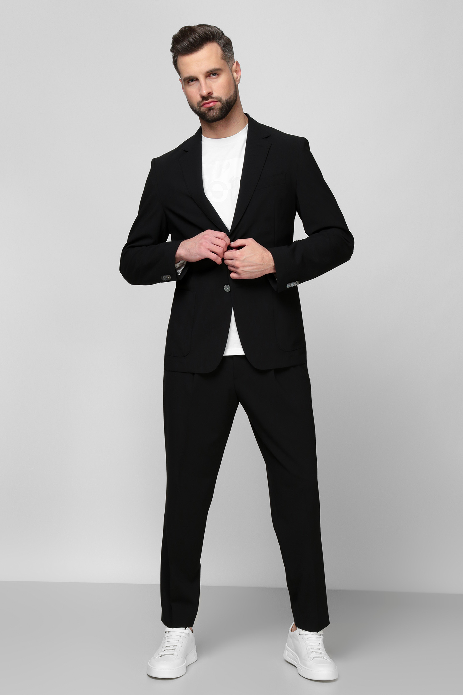Мужской черный костюм (блейзер, брюки) 1
