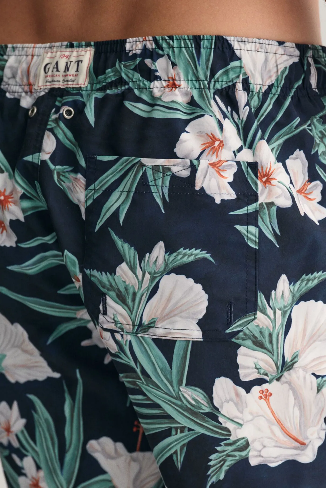 Мужские темно-синие плавательные шорты с узором OLEANDER PRINT SWIM SHORTS 5