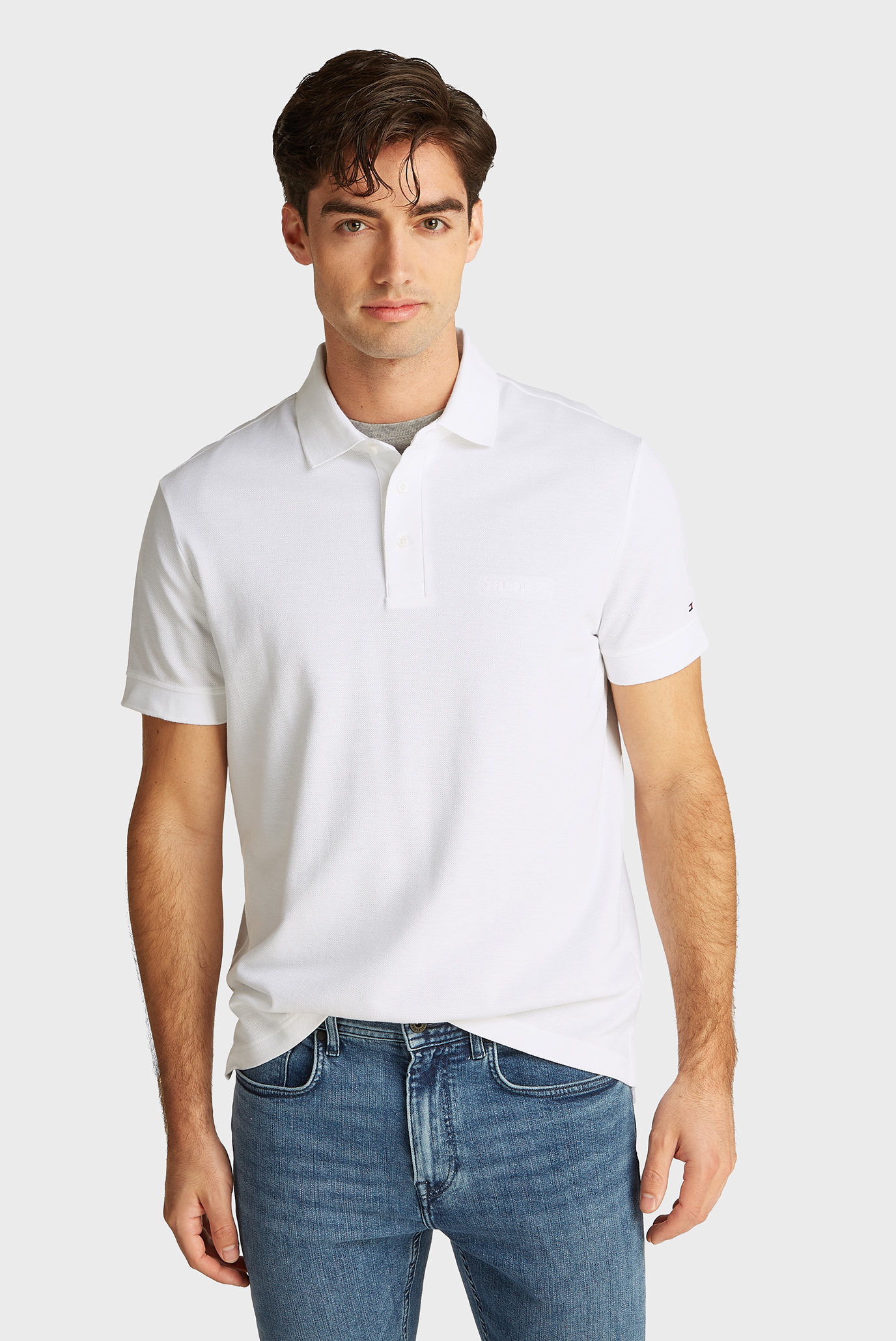 Мужское белое поло TONAL MONOTYPE Белый M Tommy Hilfiger MW0MW38456 Мужское белое поло TONAL MONOTYPE Белый M Tommy Hilfiger MW0MW38456