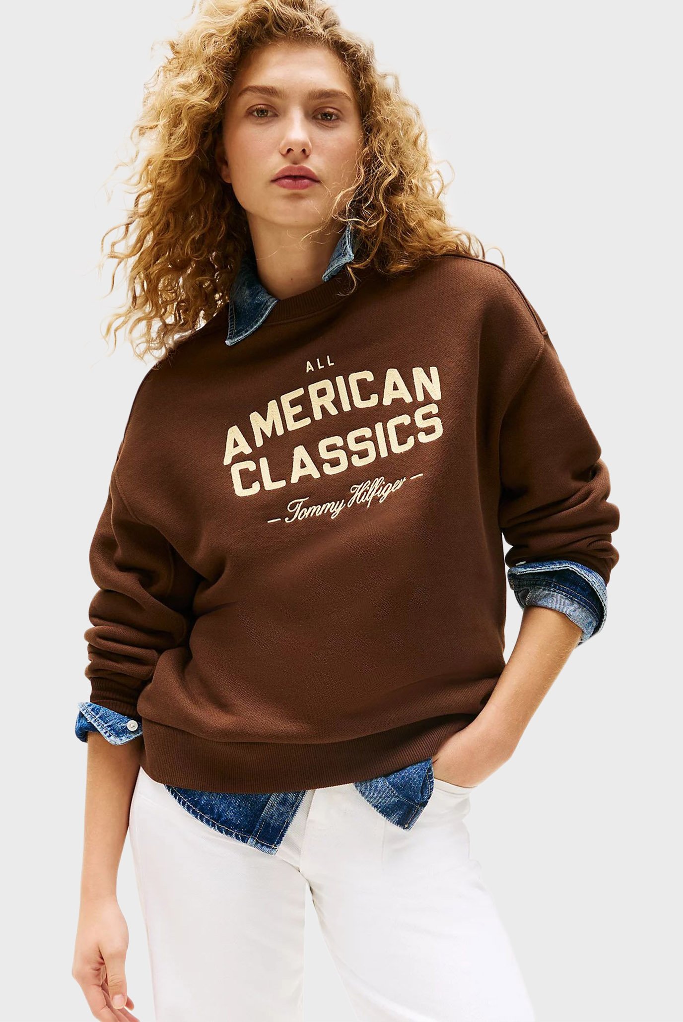 Женский коричневый свитшот VARSITY MDRN TERRY Коричневый L Tommy Hilfiger WW0WW45752