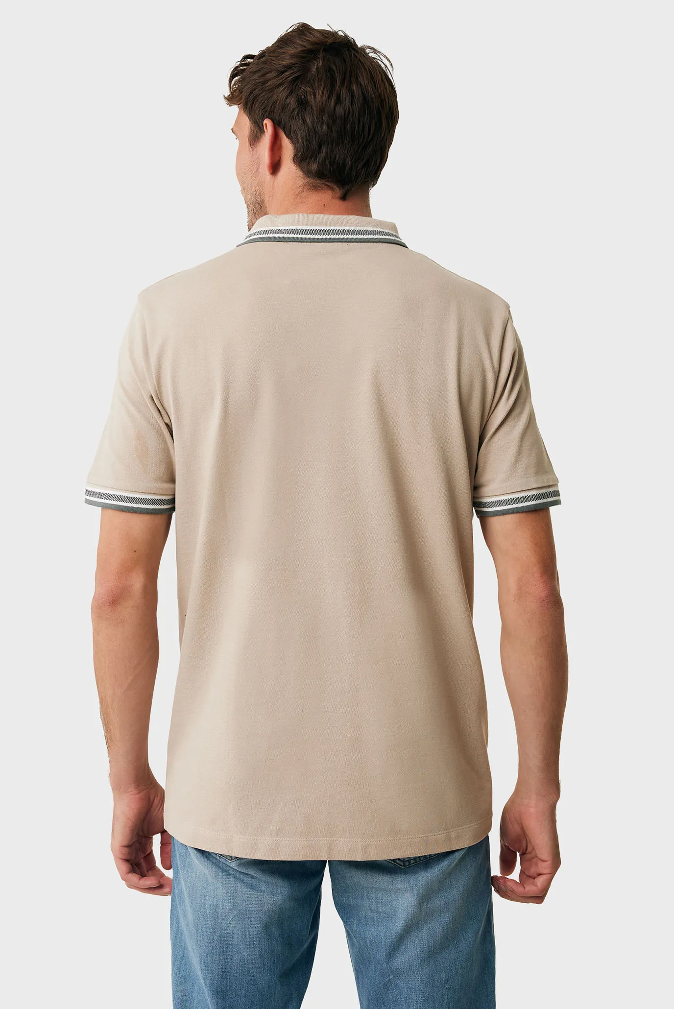 Мужское бежевое поло Tipping polo regular fit 3