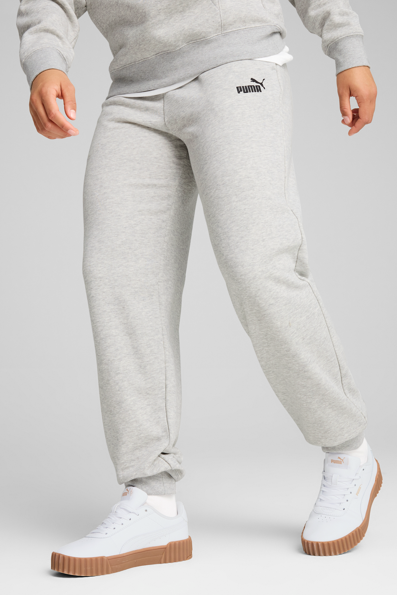 Женские светло-серые спортивные брюки ESS Small No. 1 Logo Comfort High-Waist Sweatpants Women 1