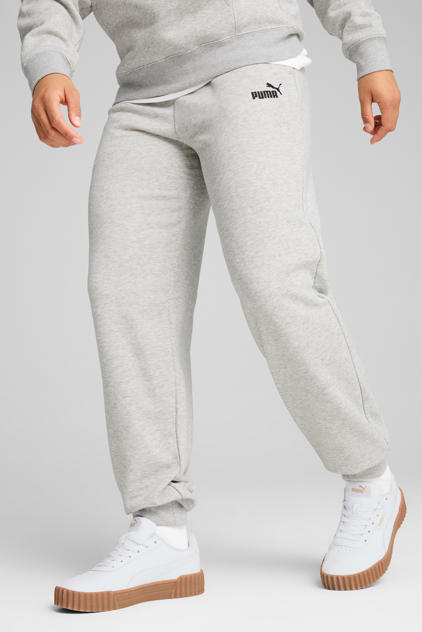 Жіночі світло-сірі спортивні штани ESS Small No. 1 Logo Comfort High-Waist Sweatpants Women 1