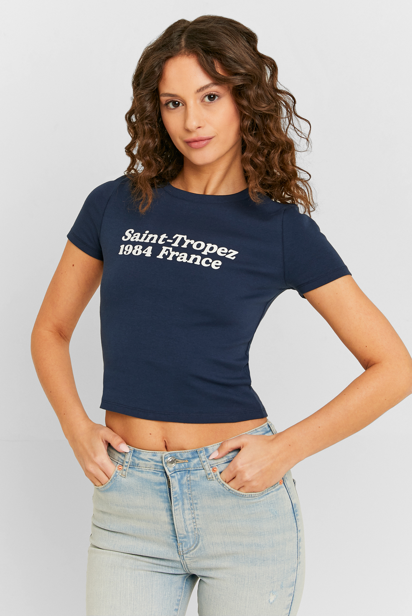 Женская темно-синяя футболка 1