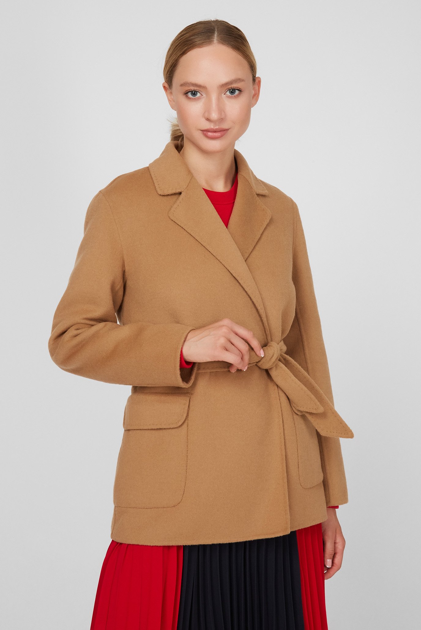 Женское коричневое шерстяное пальто WOOL BLEND DF HIP 1