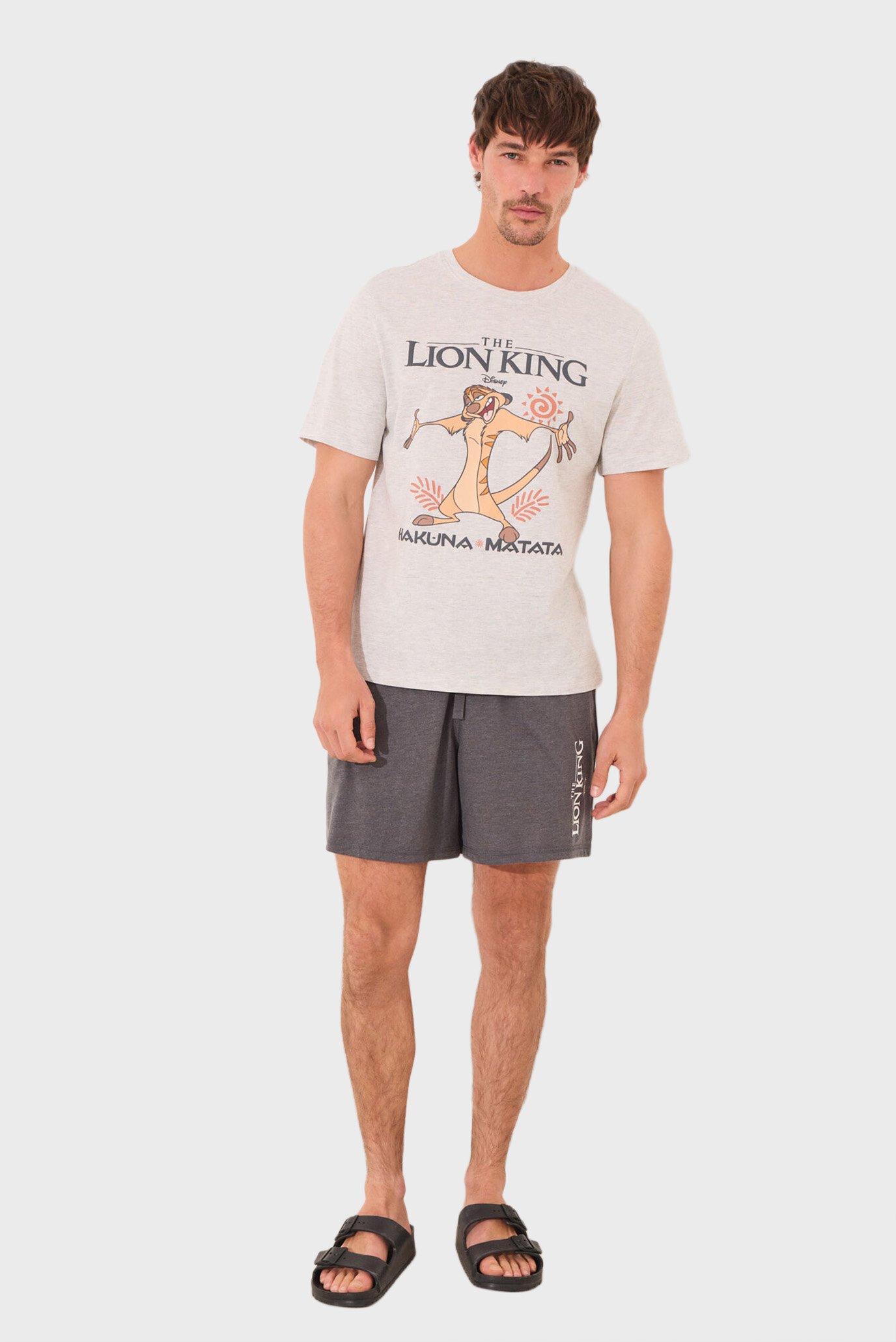 Мужская серая пижама (футболка, шорты) Lion King Серый M womensecret 2769957 Мужская серая пижама (футболка, шорты) Lion King Серый M womensecret 2769957