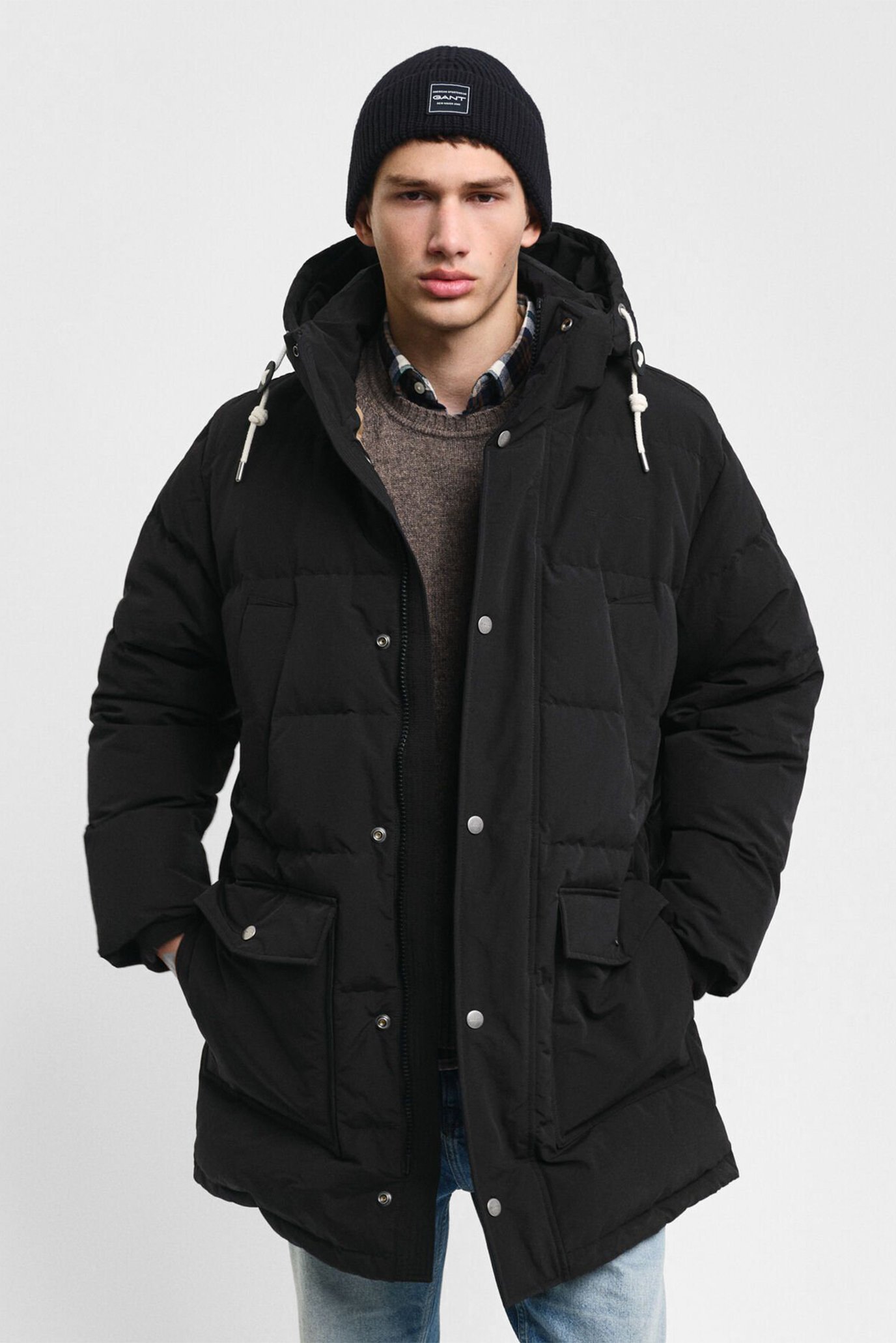 Мужская черная пуховая парка HEAVY DOWN MID LENGTH JACKET 1