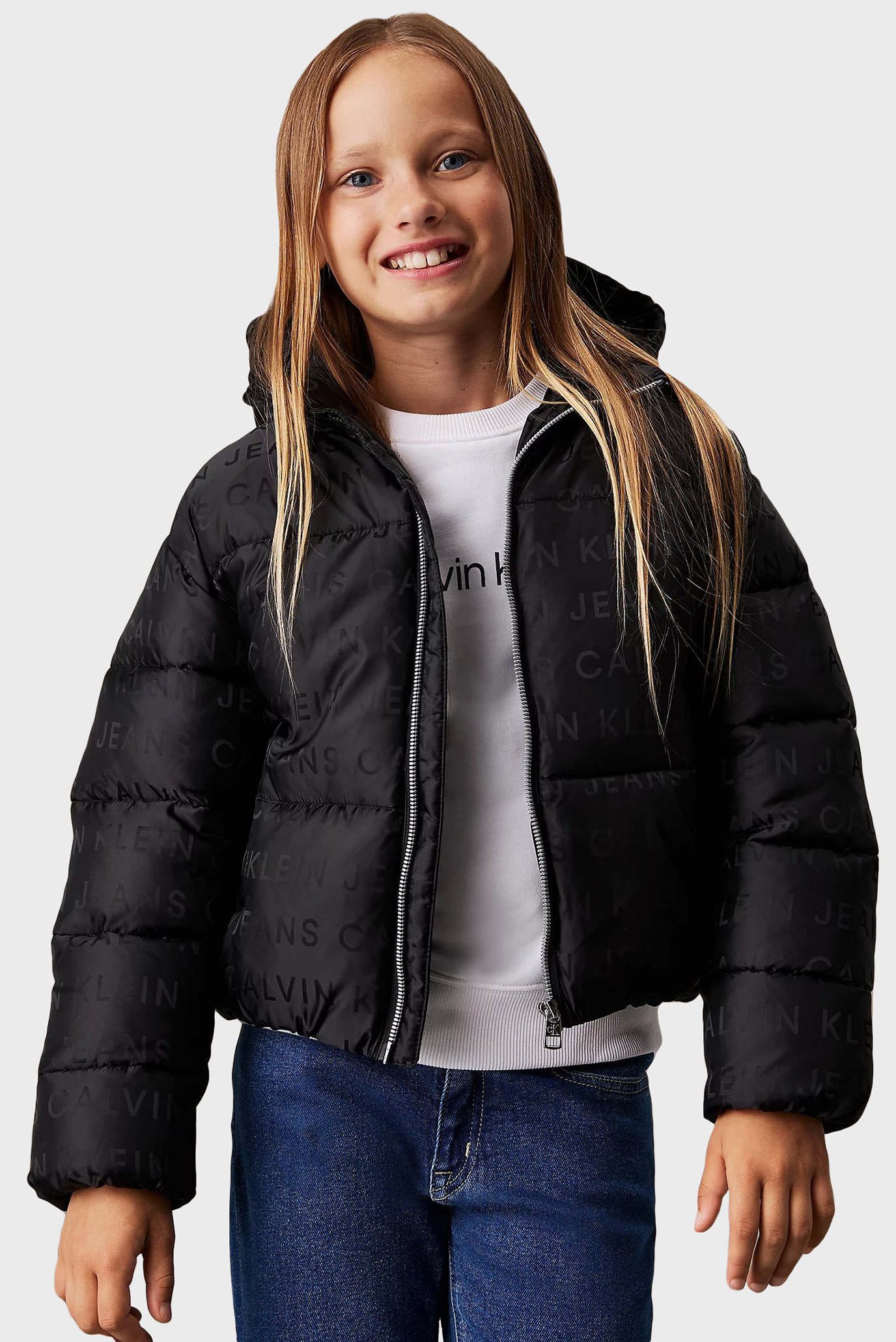 Дитяча чорна куртка з візерунком LOGO AOP PUFFER JACKET 1