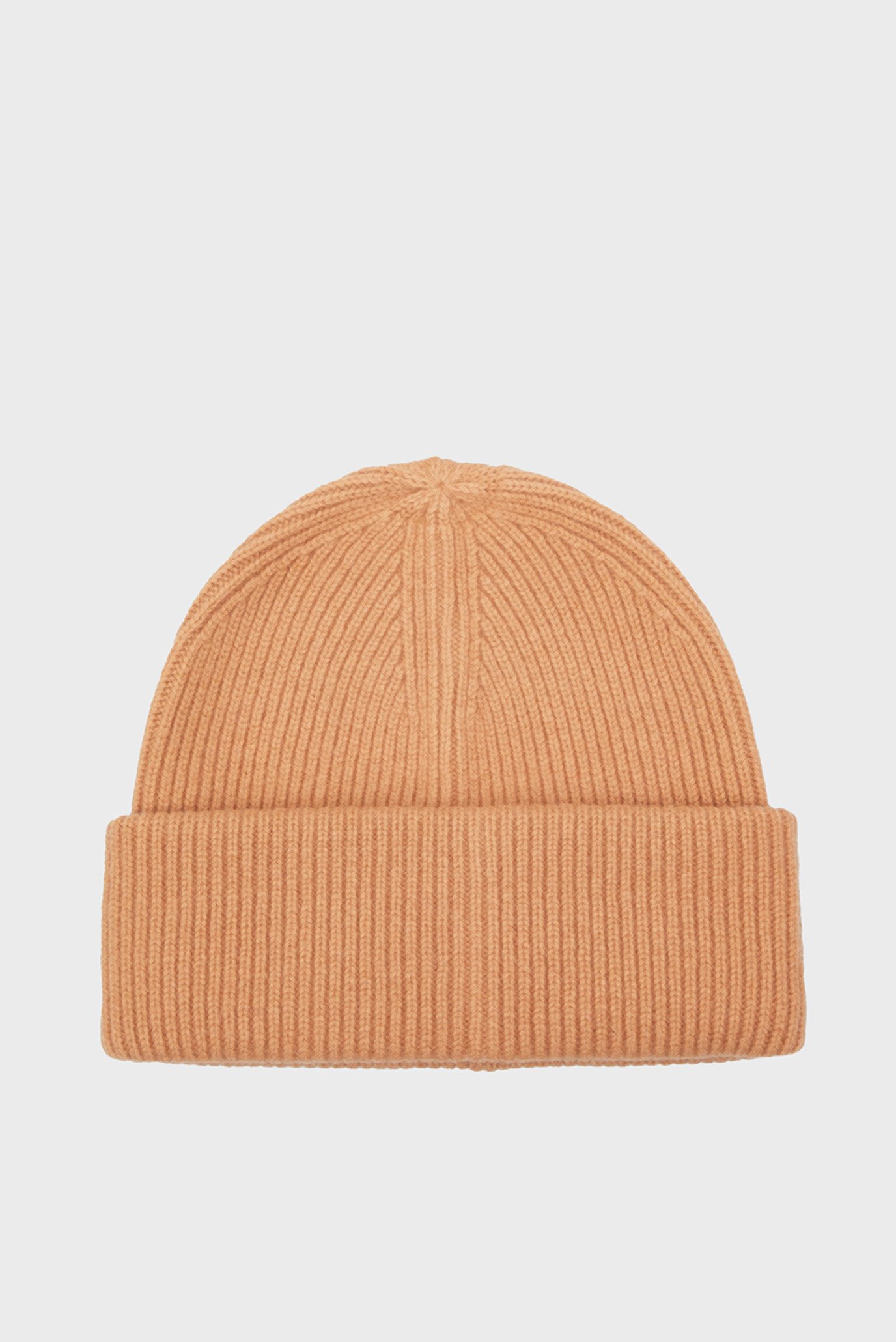 Жіноча бежева вовняна шапка WOOL RIBBED BEANIE 1