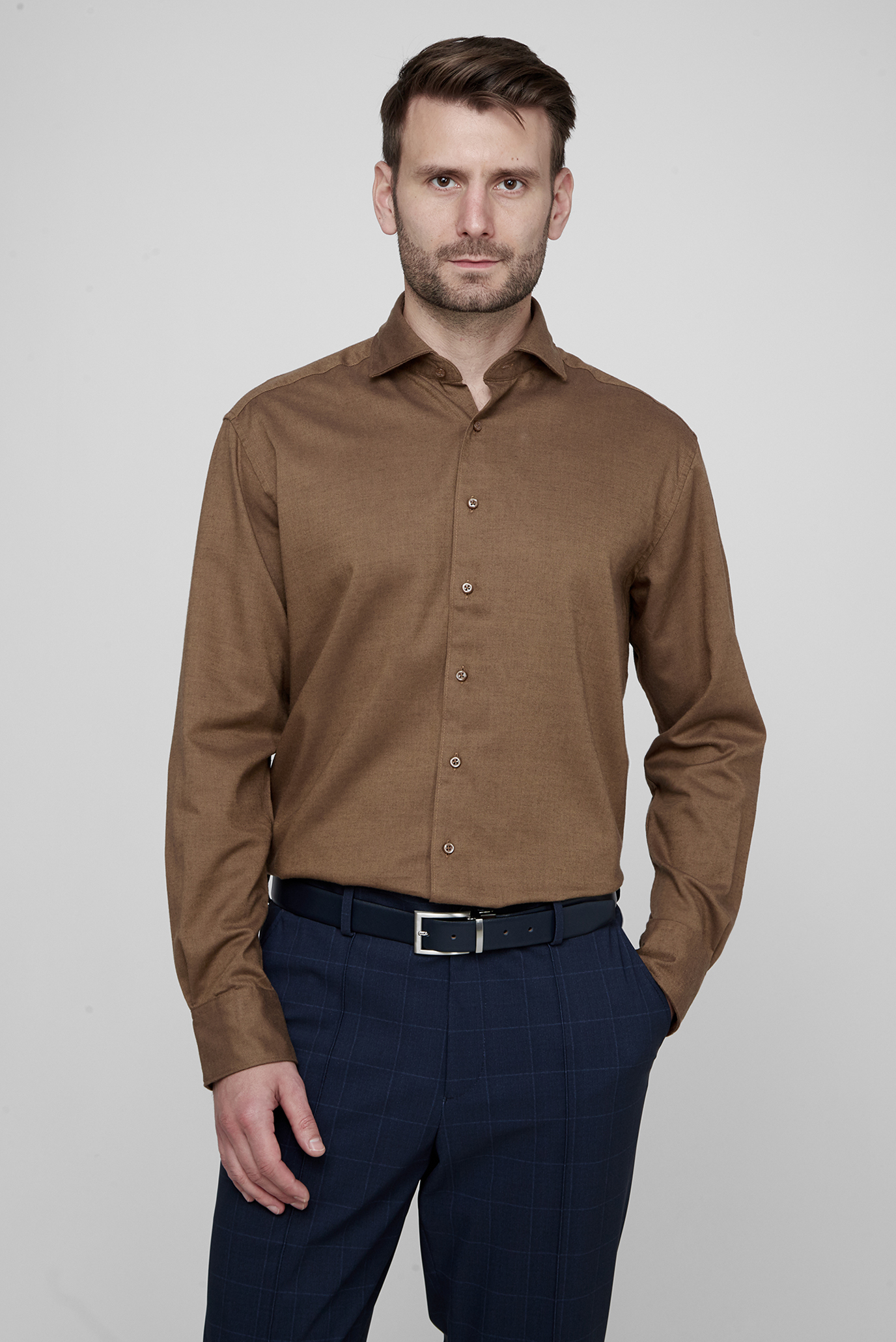 Чоловіча коричнева сорочка Modern Fit 1