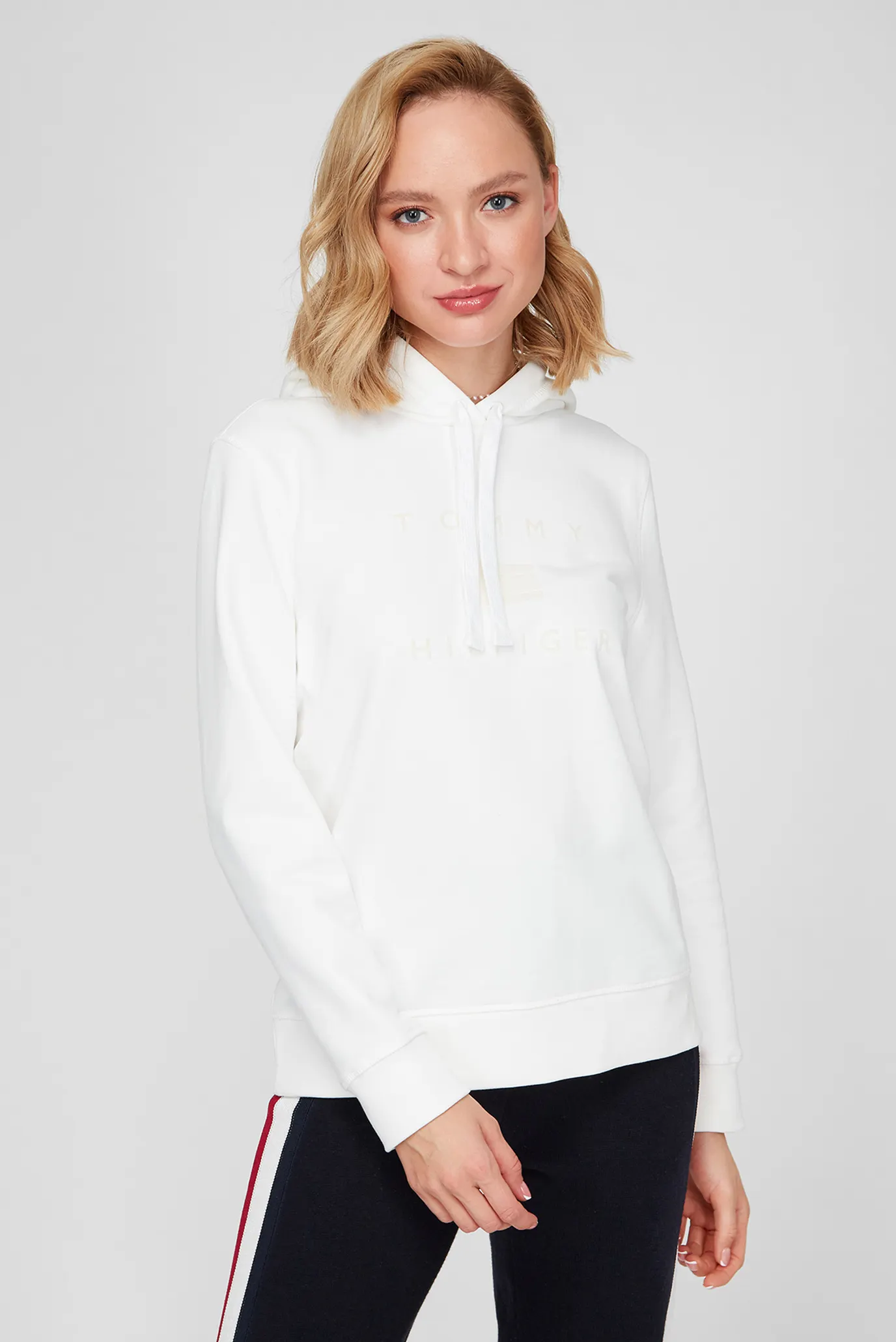 Женское белое худи REGULAR FLOCK Tommy Hilfiger WW0WW31725 — MD-Fashion