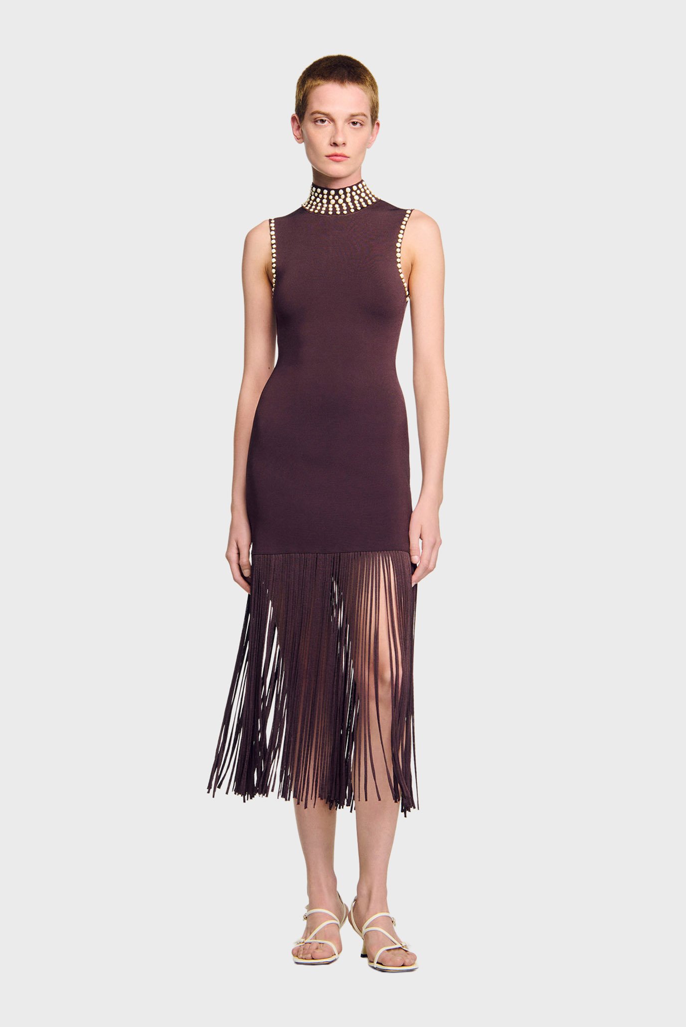 Женское коричневое платье Коричневый 34 Sandro SFPRO04086_Brown Женское коричневое платье Коричневый 34 Sandro SFPRO04086_Brown