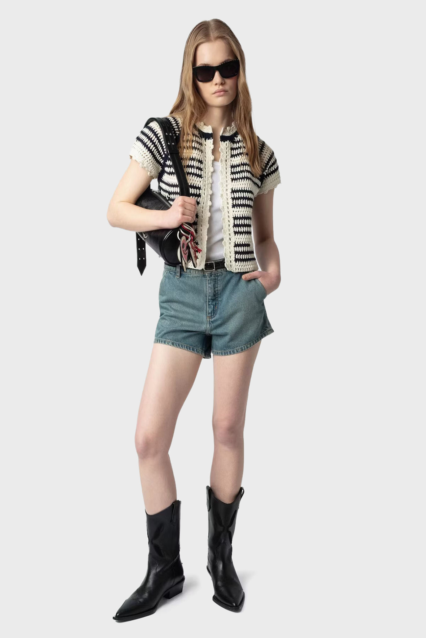 Женский белый кардиган в полоску Zelie Белый M-L ZADIG&VOLTAIRE KWCA01591_ECRU Женский белый кардиган в полоску Zelie Белый M-L ZADIG&VOLTAIRE KWCA01591_ECRU