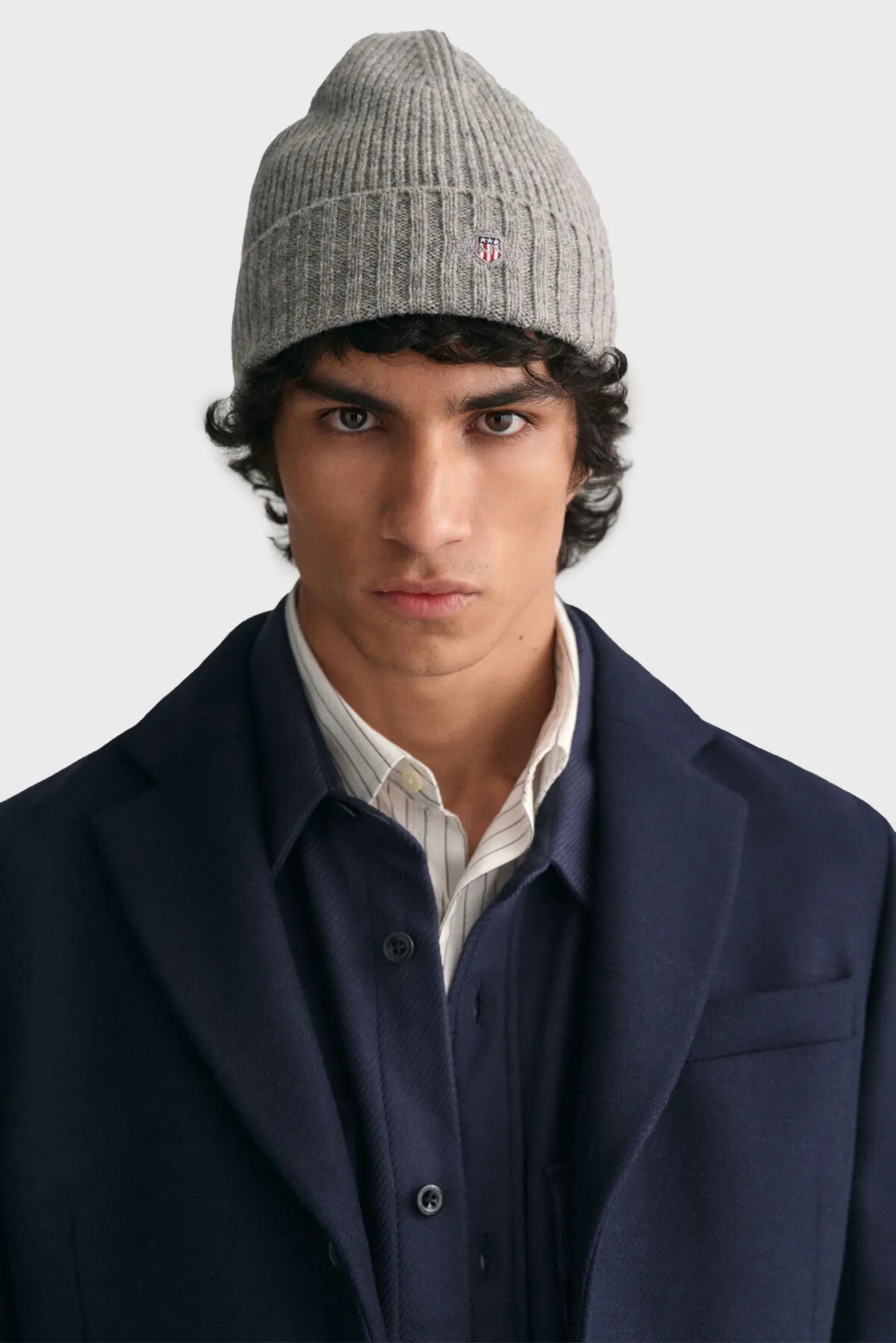 Мужская серая шерстяная шапка 2