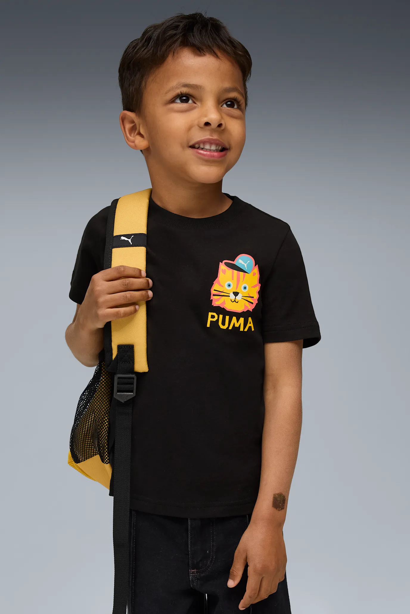 Детская черная футболка Moody Cat Graphic Tee I Kids 1