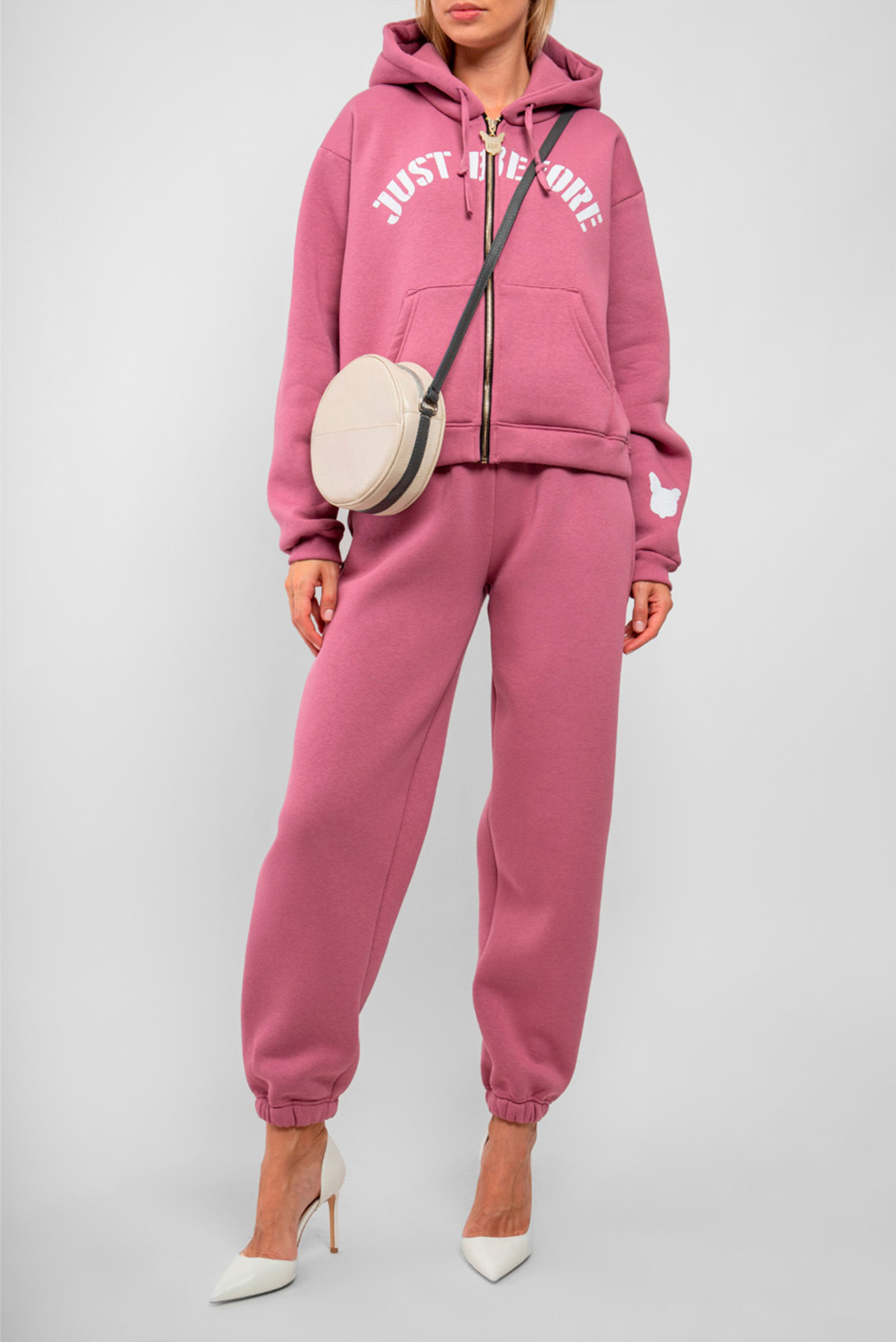 Женский розовый спортивный костюм (худи, брюки) 1