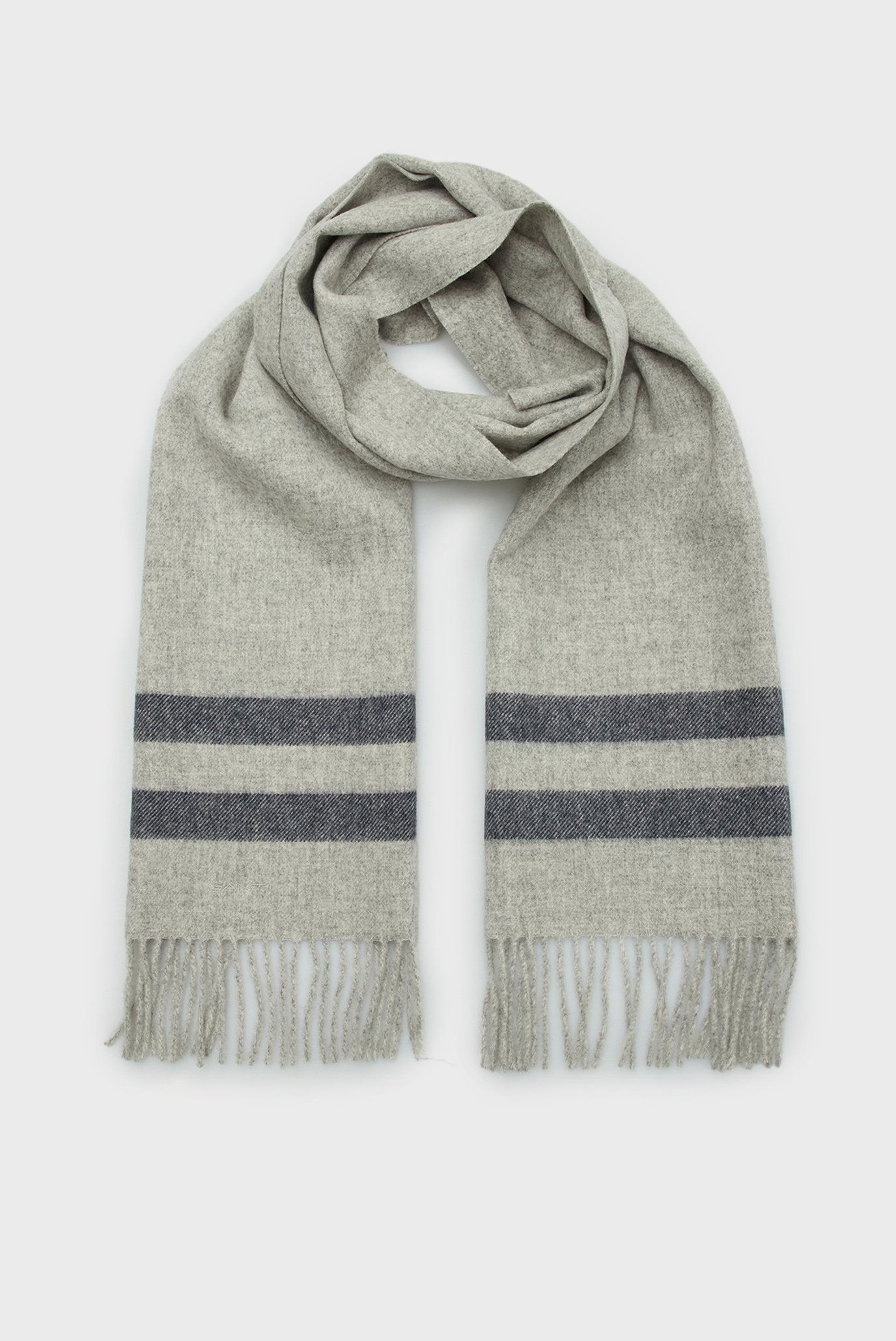 Чоловічий сірий вовняний шарф MERINO WOOL STRIPED WOVEN SCARF 1