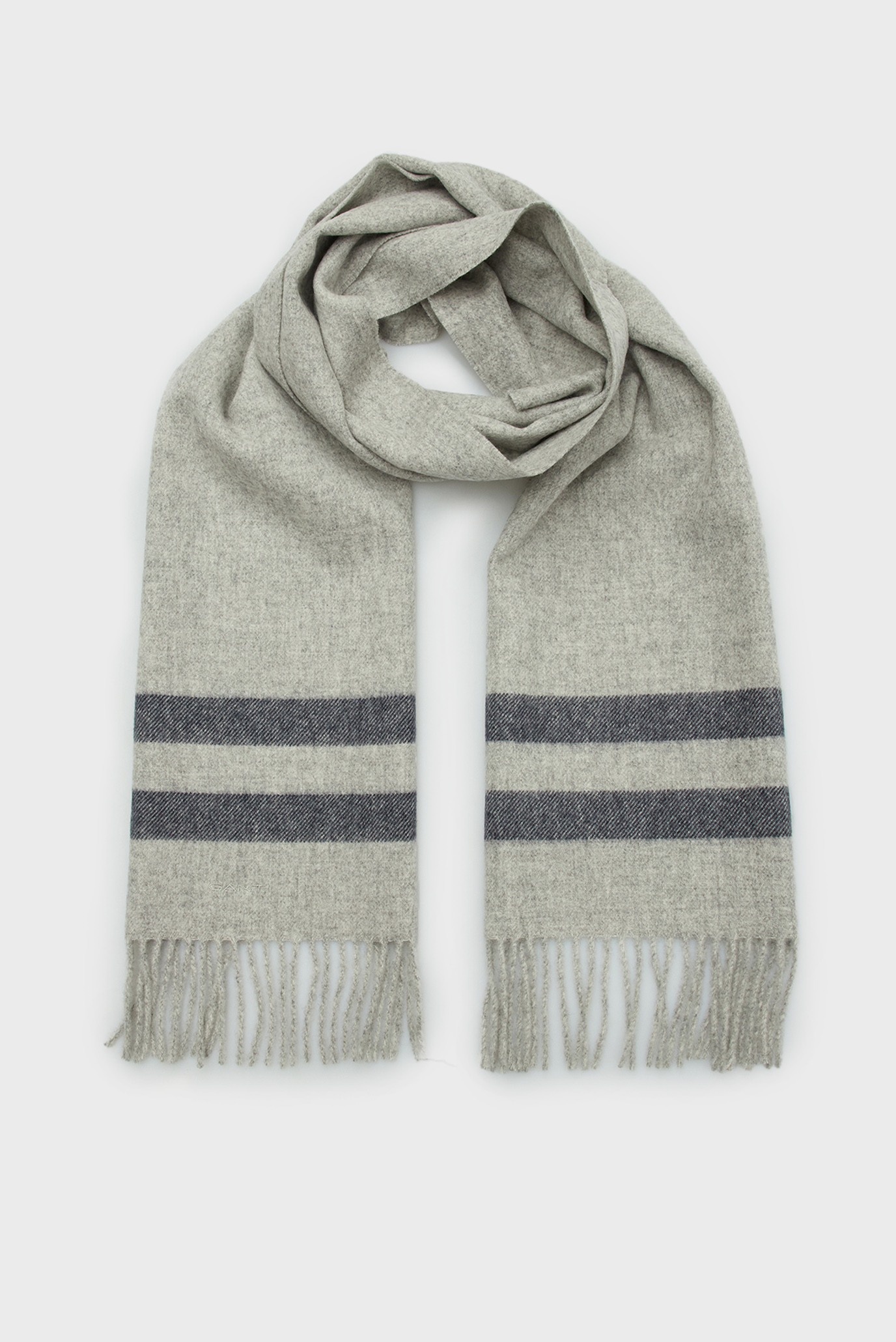 Мужской серый шерстяной шарф MERINO WOOL STRIPED WOVEN SCARF 1