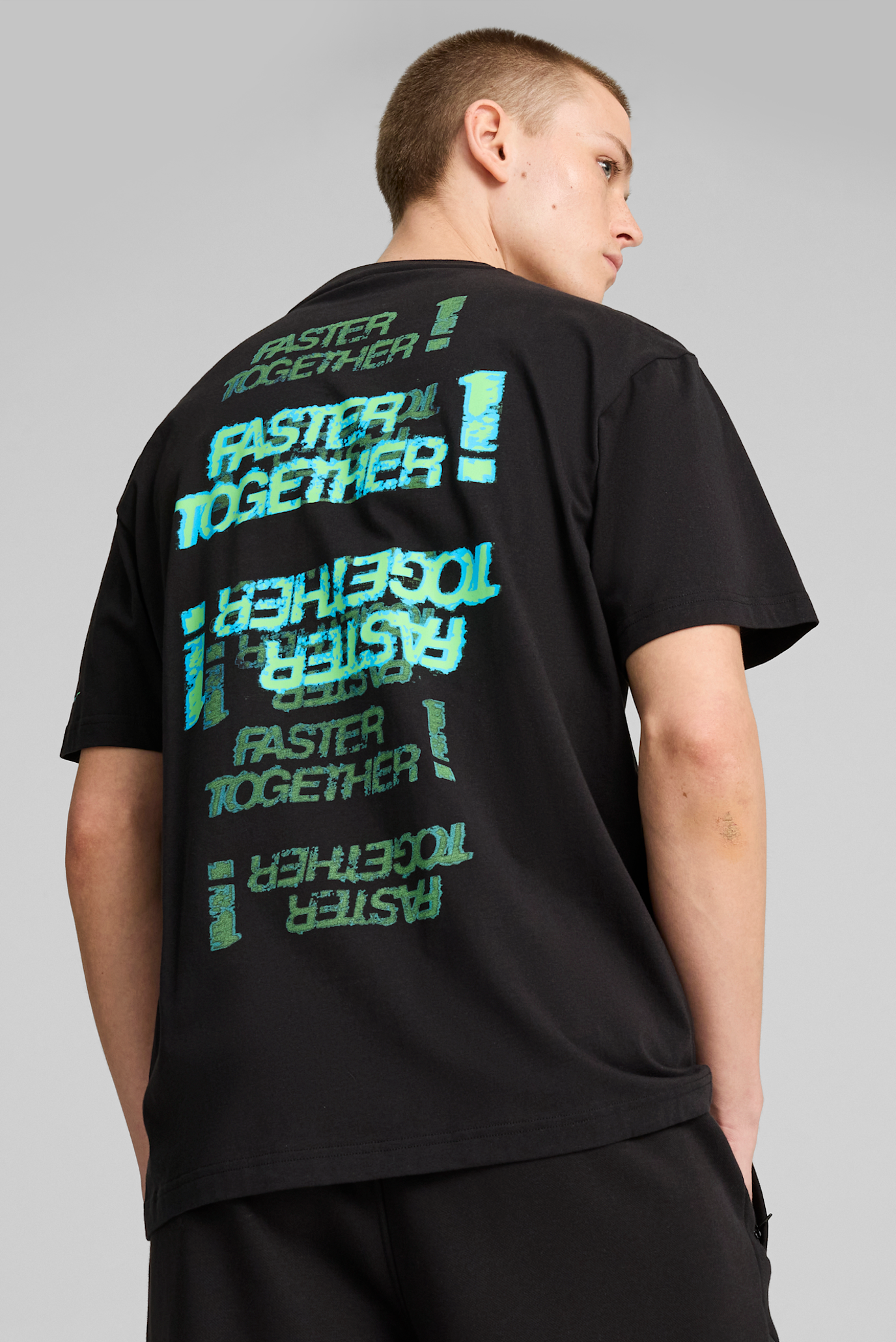 Мужская черная футболка Mercedes-AMG Petronas F1® Neon Energy Tee Men 1