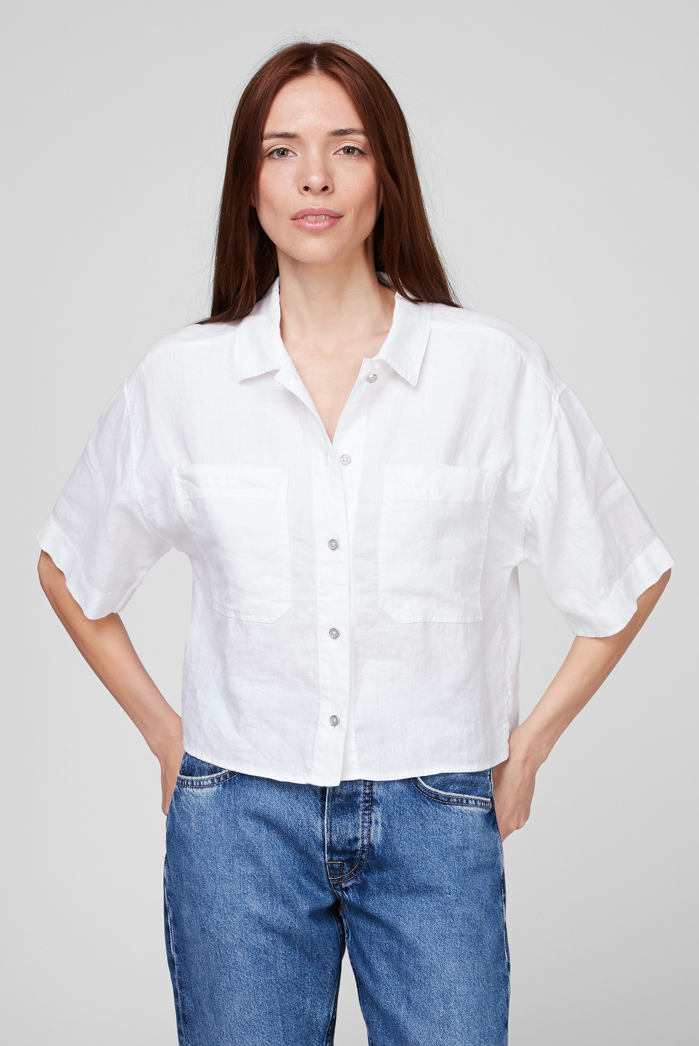 Женская белая льняная рубашка 1