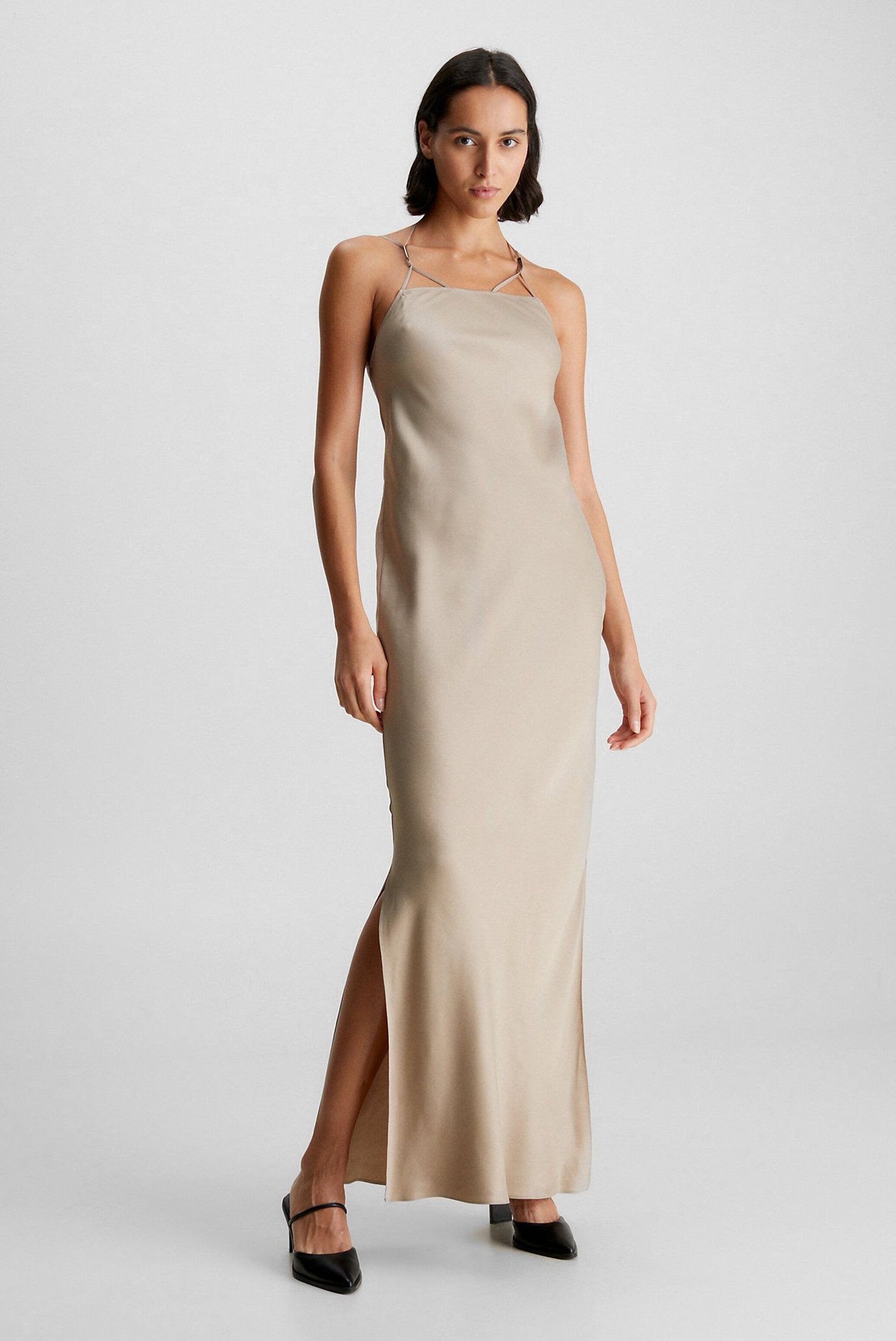 Женское серое платье VISCOSE SLIP MAXI 1