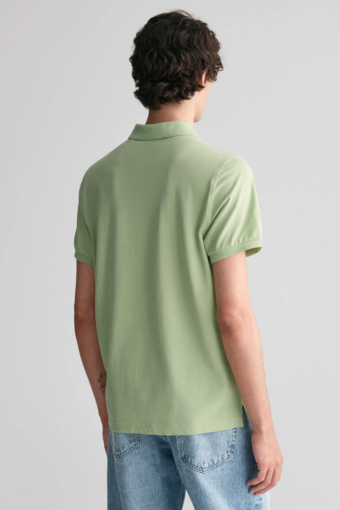 Мужское зеленое поло REG SHIELD SS PIQUE POLO 3