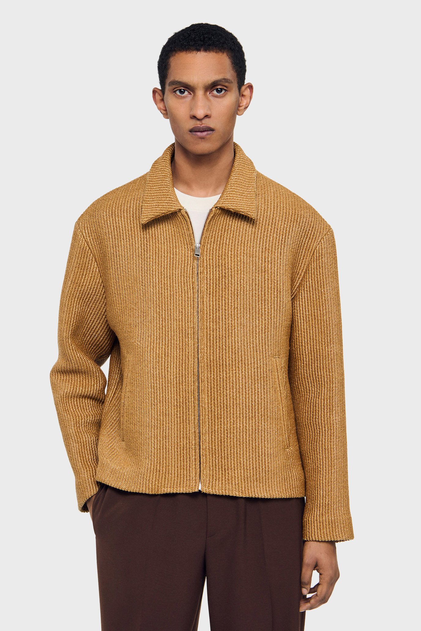 Мужская коричневая куртка Коричневый L Sandro SHPBL01151_Camel Мужская коричневая куртка Коричневый L Sandro SHPBL01151_Camel