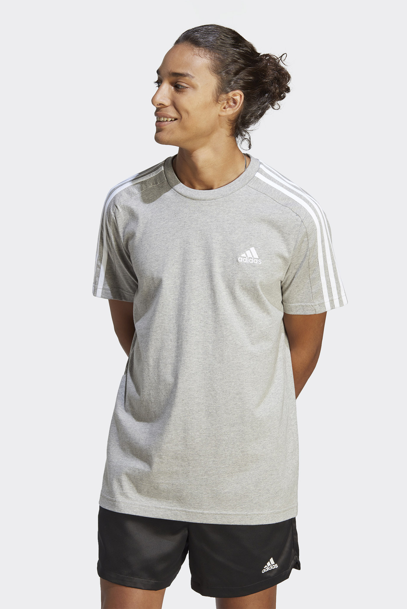 Чоловіча сіра футболка Essentials Single Jersey 3-Stripes 1