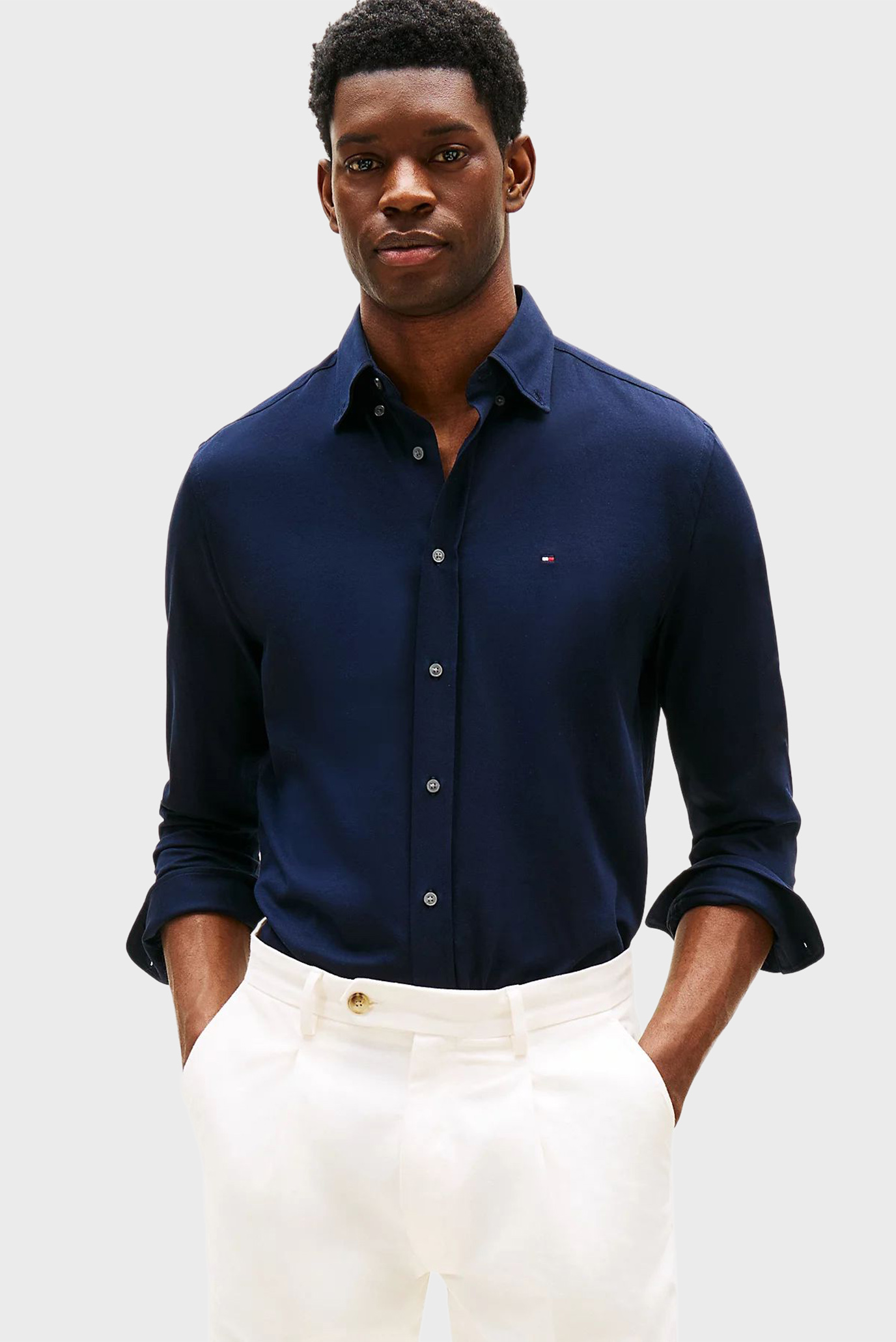 Мужская темно-синяя рубашка PERFORMANCE KNIT Синий XXL Tommy Hilfiger MW0MW39418 Мужская темно-синяя рубашка PERFORMANCE KNIT Синий XXL Tommy Hilfiger MW0MW39418