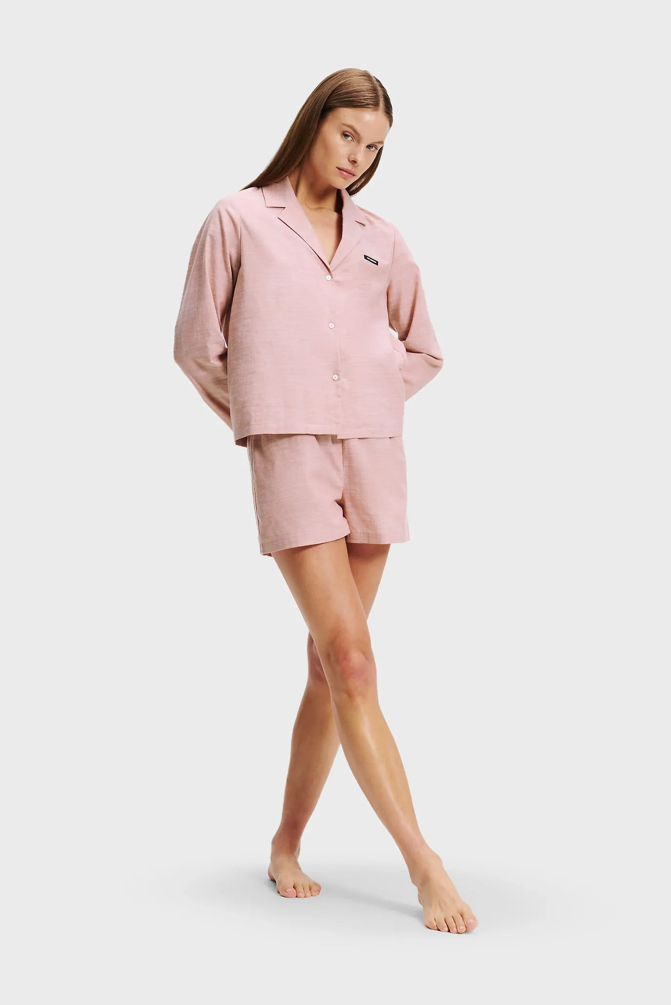 Женская розовая пижама (рубашка, шорты) ESSENTIAL 2