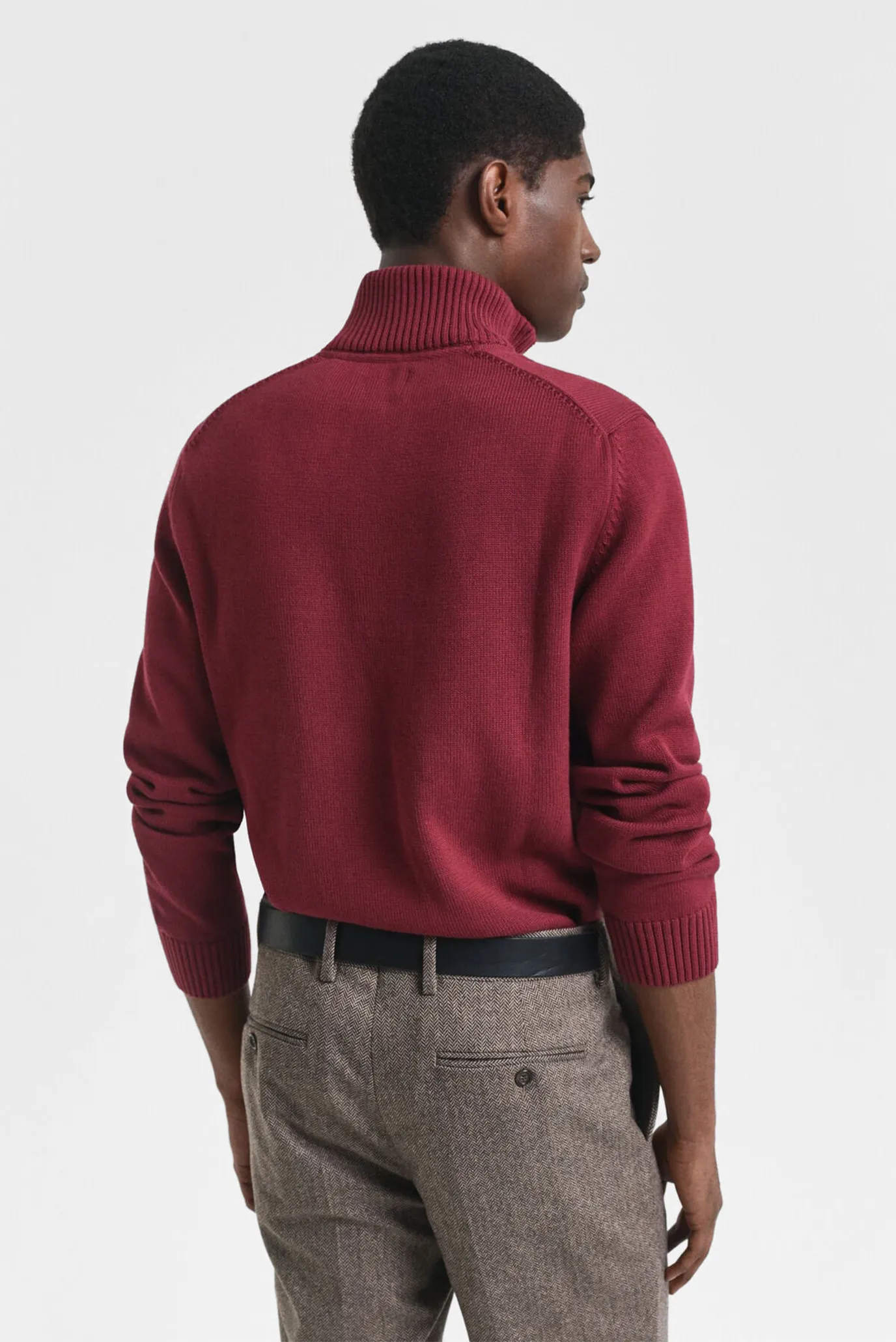 Мужская бордовая кофта CASUAL COTTON HALF ZIP 3