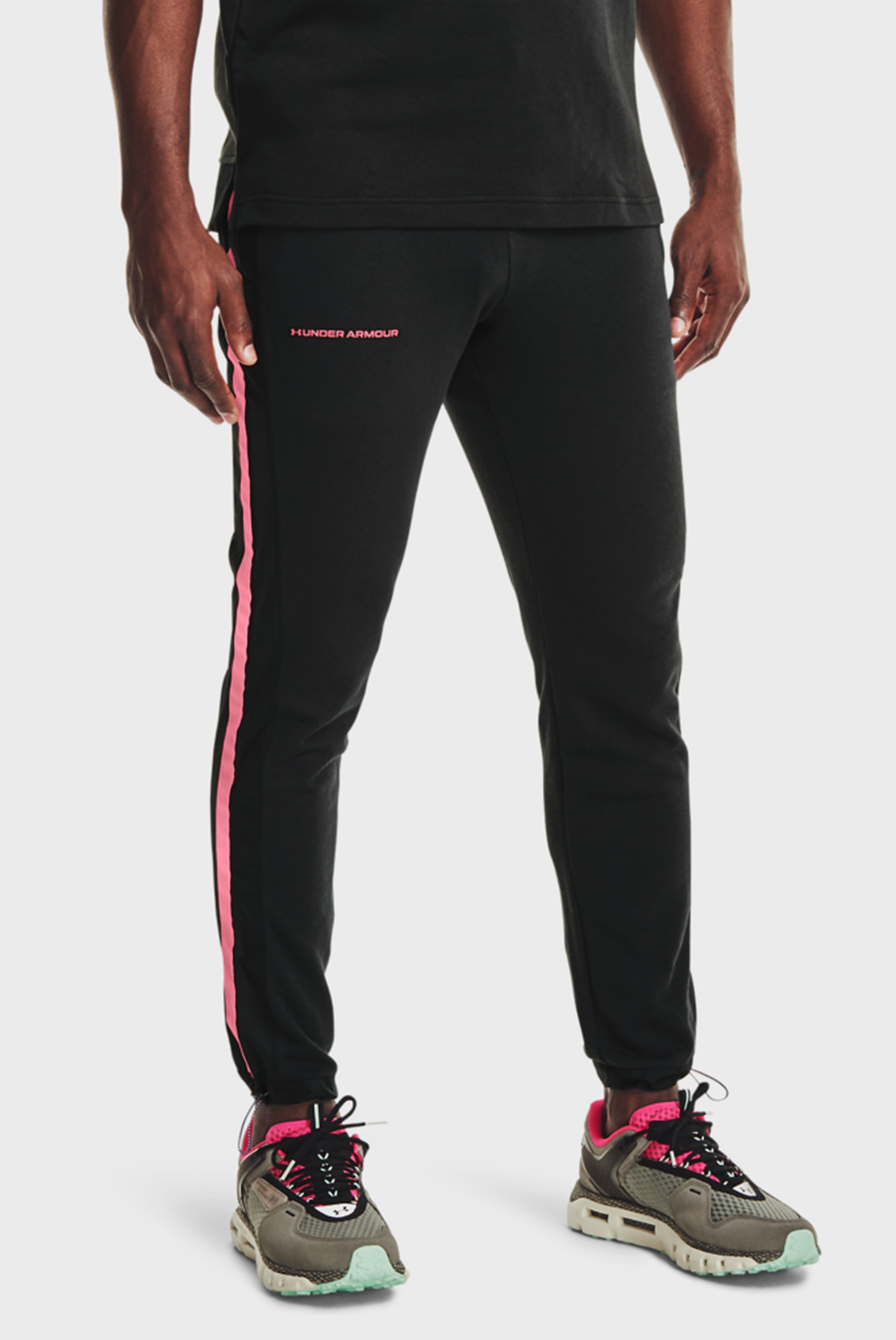 Мужские черные спортивные брюки UA RIVAL TERRY AMP PANT 1