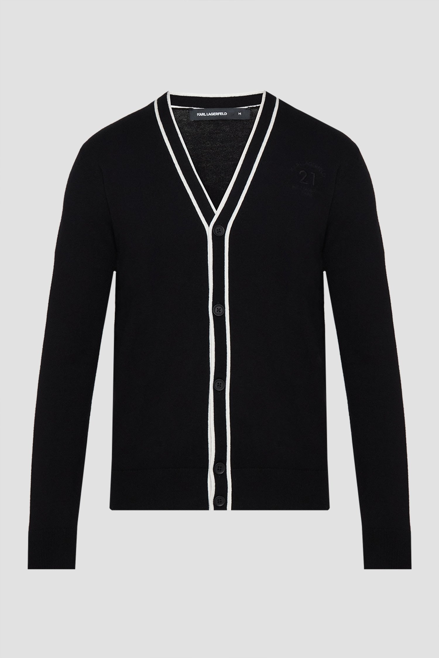 Мужской черный шерстяной кардиган Черный L Karl Lagerfeld 553305.655032;990 Мужской черный шерстяной кардиган Черный L Karl Lagerfeld 553305.655032;990