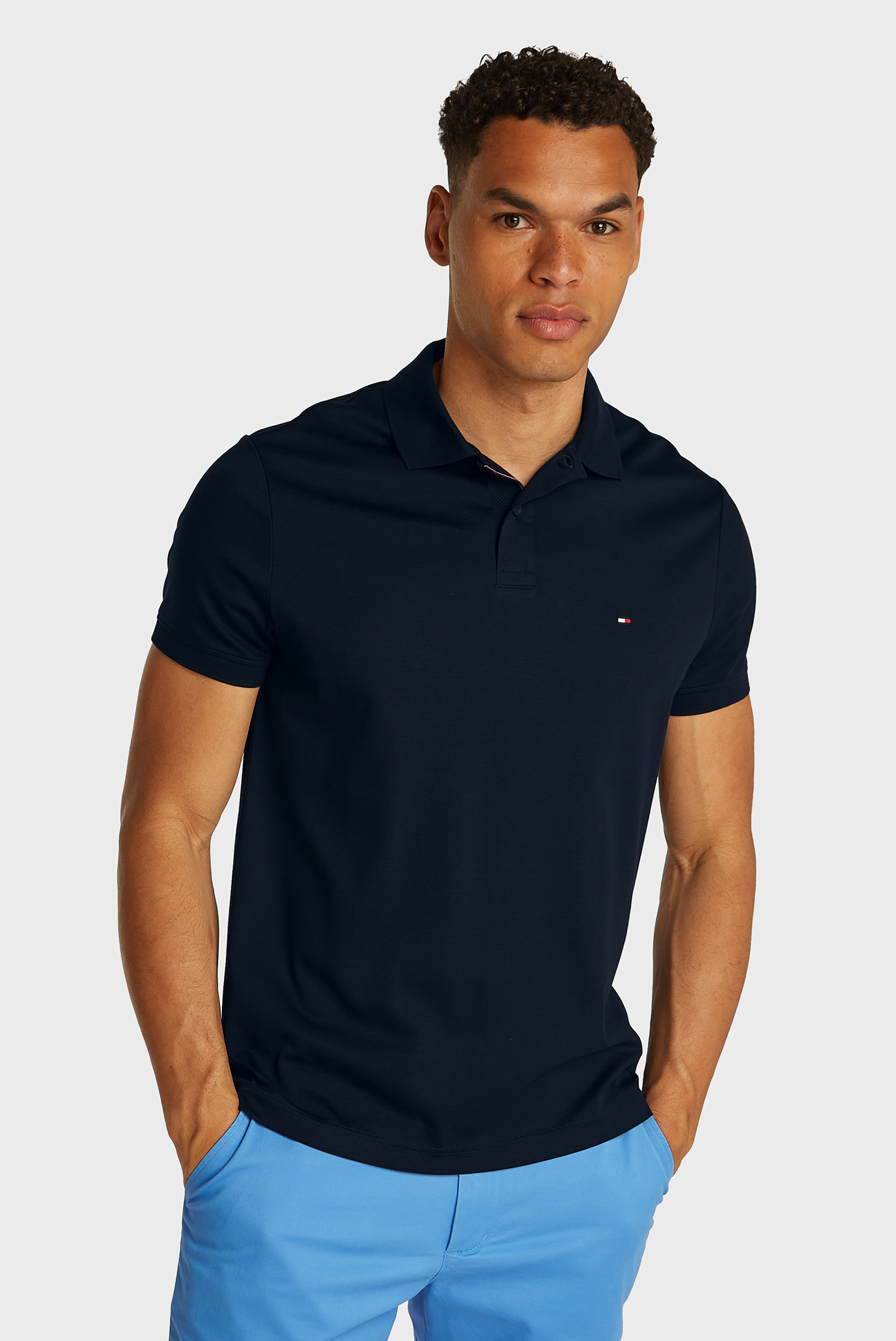 Мужское темно-синее поло INTERLOCK PLACKET Синий XXL Tommy Hilfiger MW0MW38465 Мужское темно-синее поло INTERLOCK PLACKET Синий XXL Tommy Hilfiger MW0MW38465