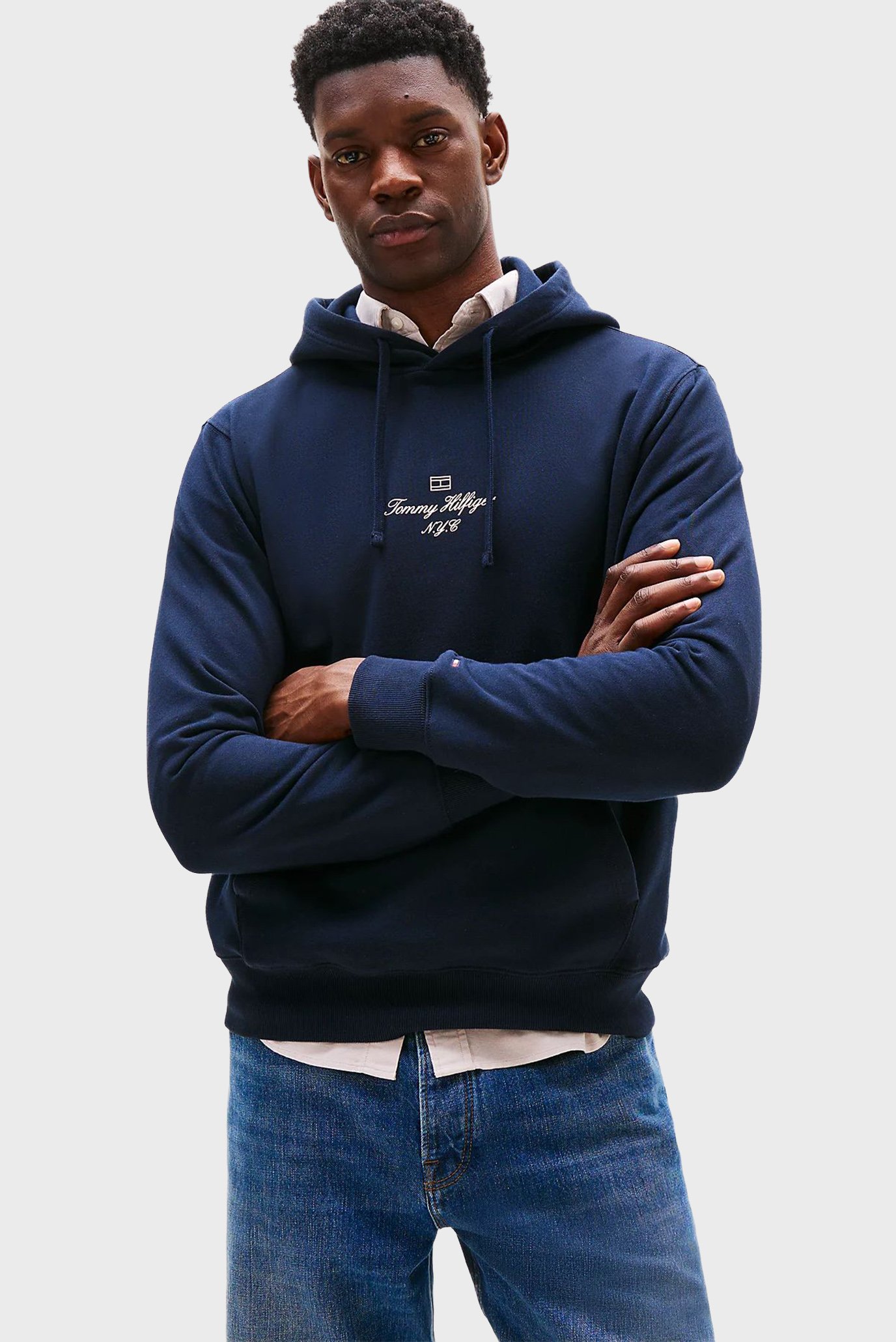 Мужское темно-синее худи OUTLINE FLAG Синий XL Tommy Hilfiger MW0MW39372 Мужское темно-синее худи OUTLINE FLAG Синий XL Tommy Hilfiger MW0MW39372