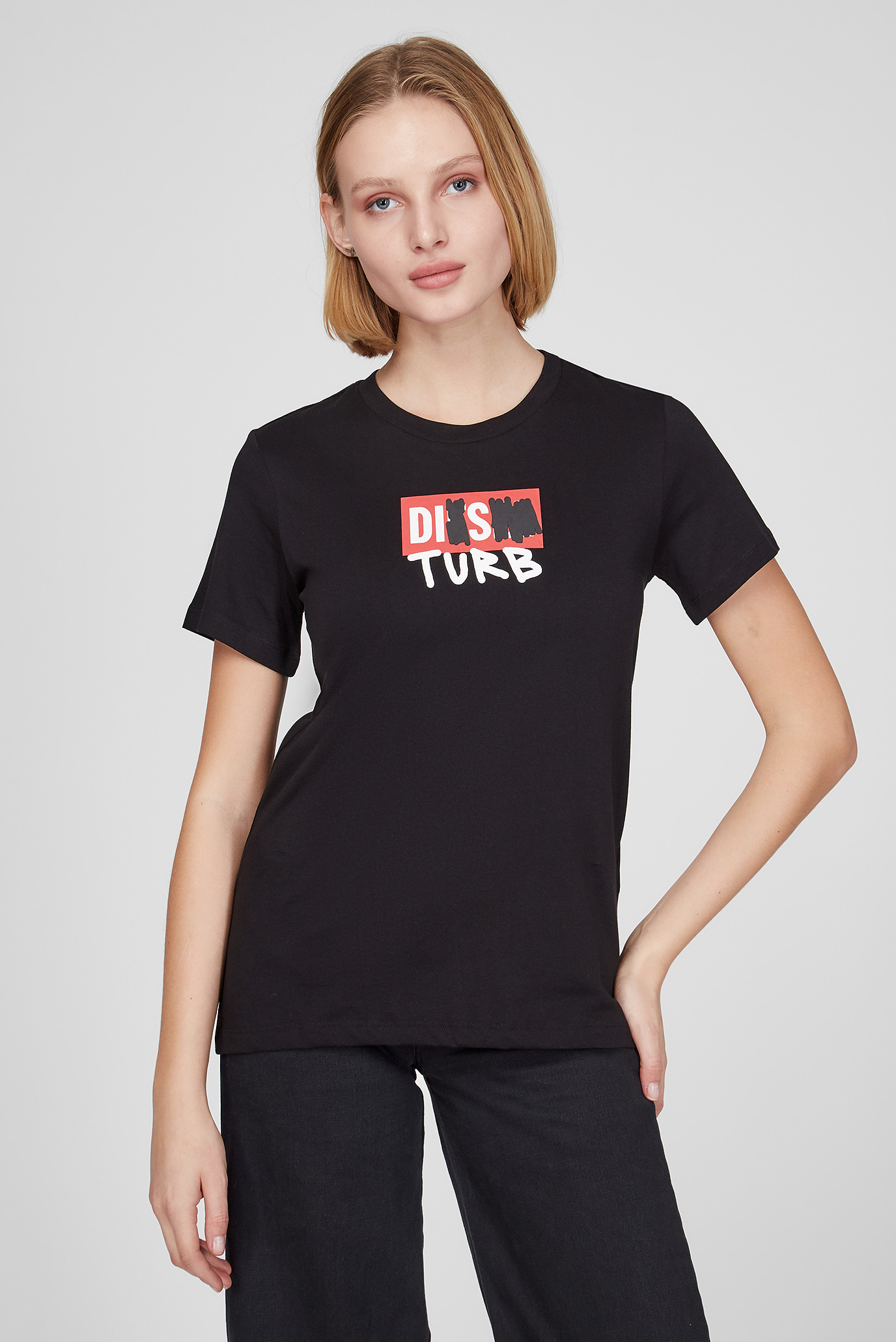 Женская черная футболка T-SILY-B6 1