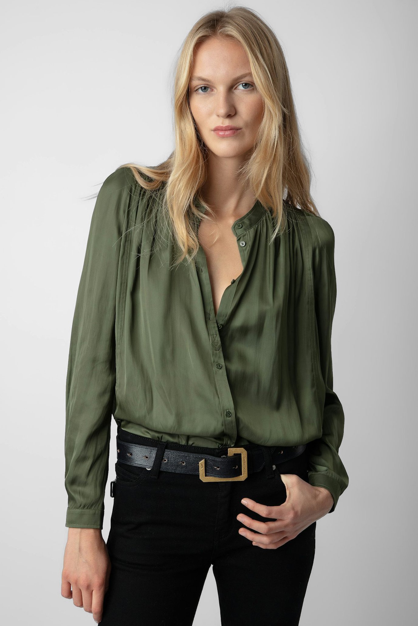 Жіноча зелена блуза TCHIN SATIN 1