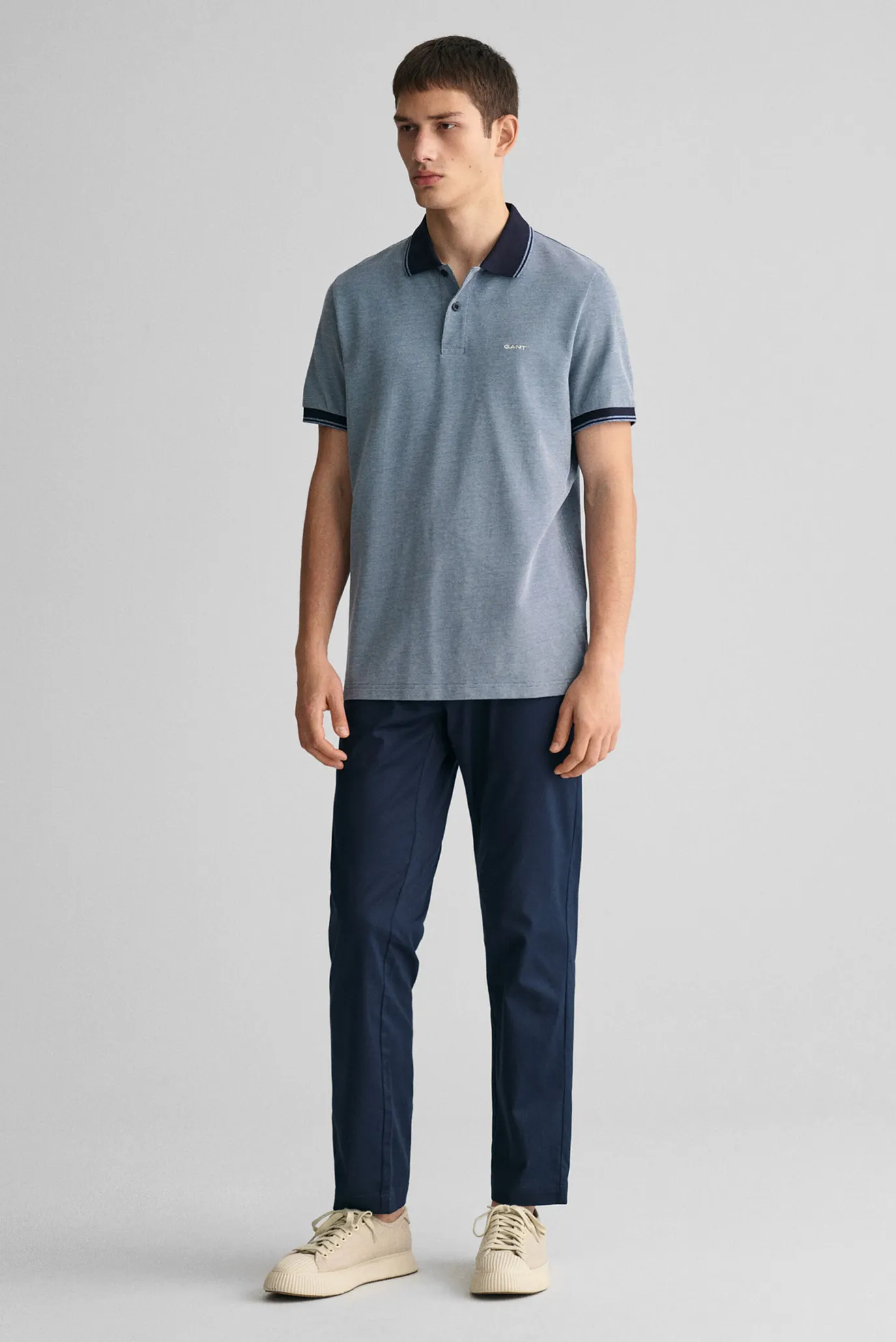 Мужское синее поло 4-COL OXFORD SS PIQUE 2