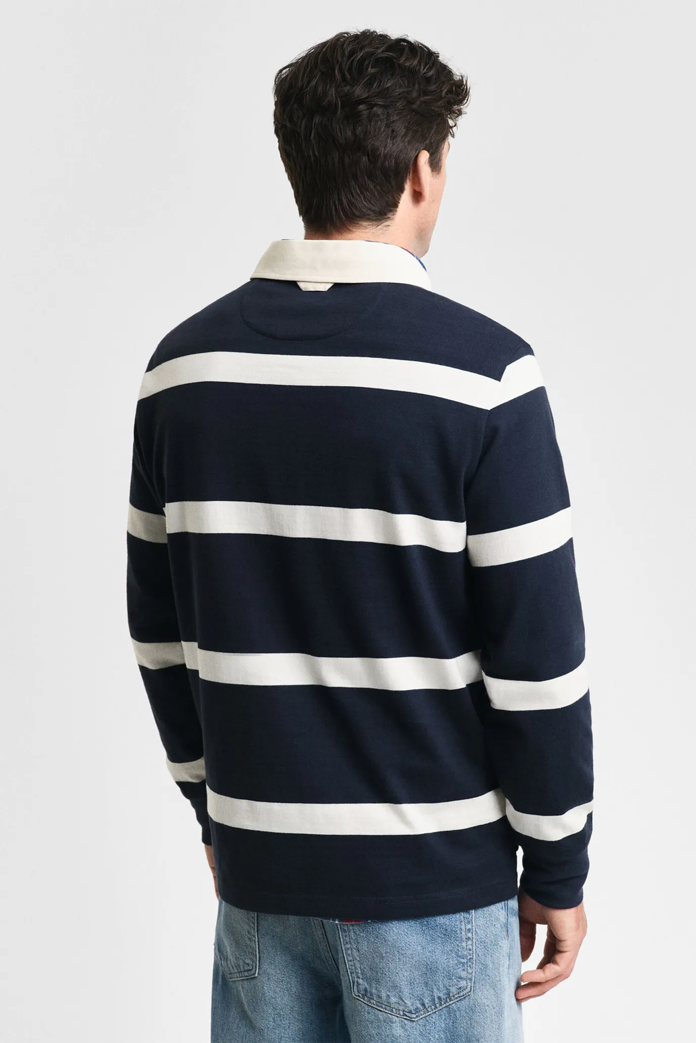 Чоловіче темно-синє поло у смужку 3